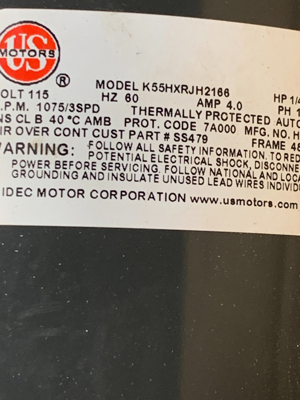 US MOTOR K55HXRJH2166