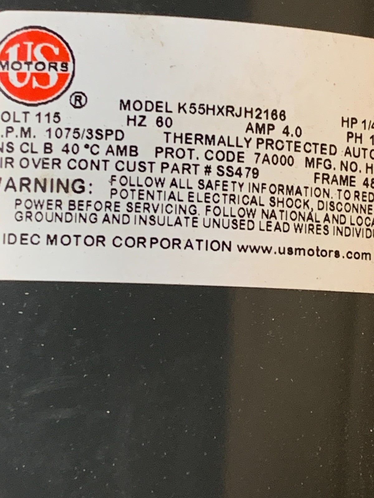 US MOTOR K55HXRJH2166
