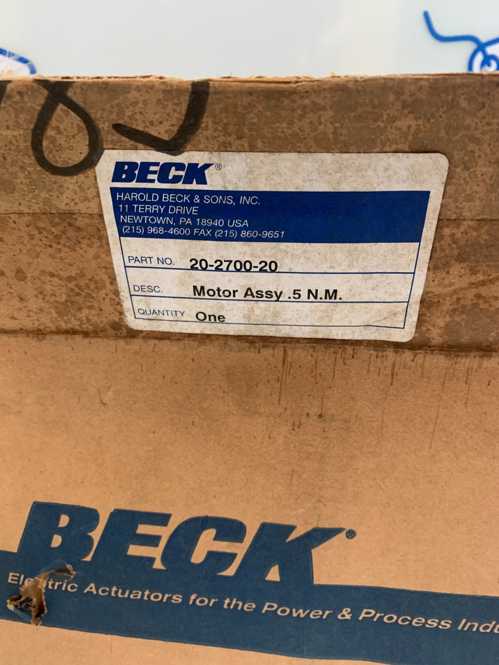BECK  Motor Assembly .5 N.M.     20-2700-20