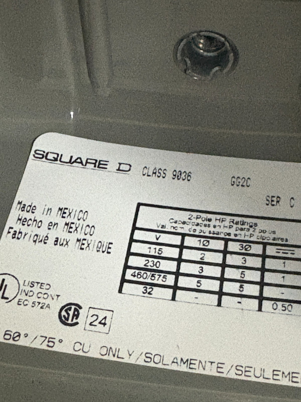 SQUARE D FLOAT SWITCH 9036 GG2C