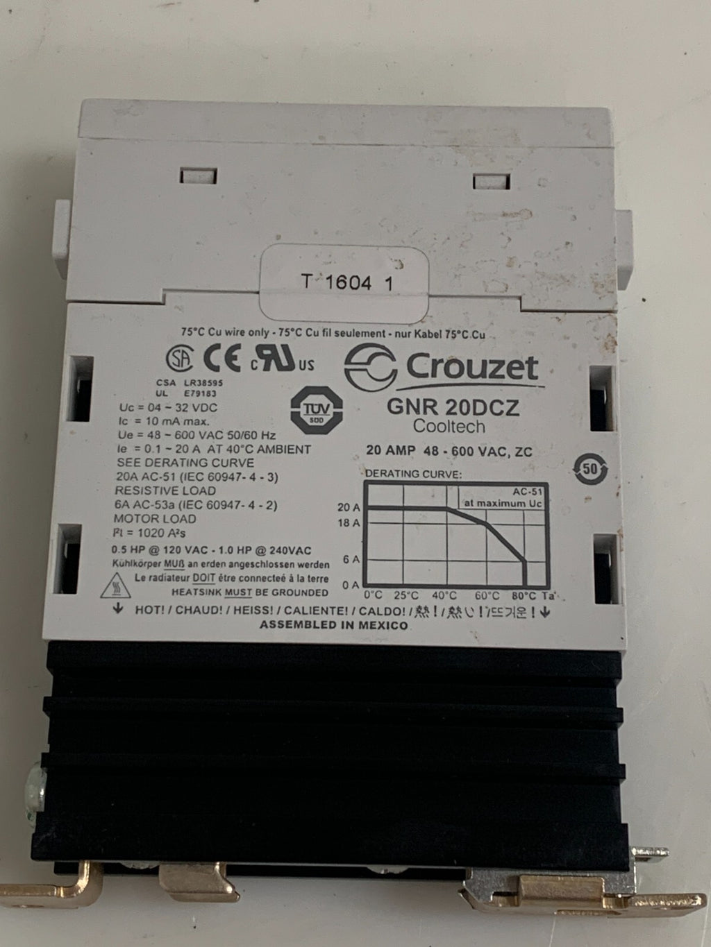 CROUZET 20 AMP RELAY 48-600V #GNR20DCZ