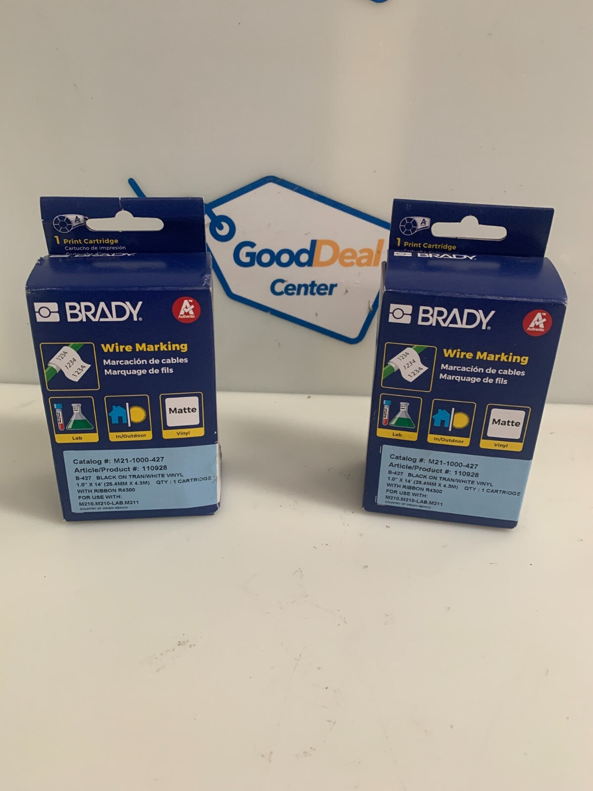 LOT OF 2 BRADY LABEL CARTRIDGE BLACK/WHITE M21-1000-4270