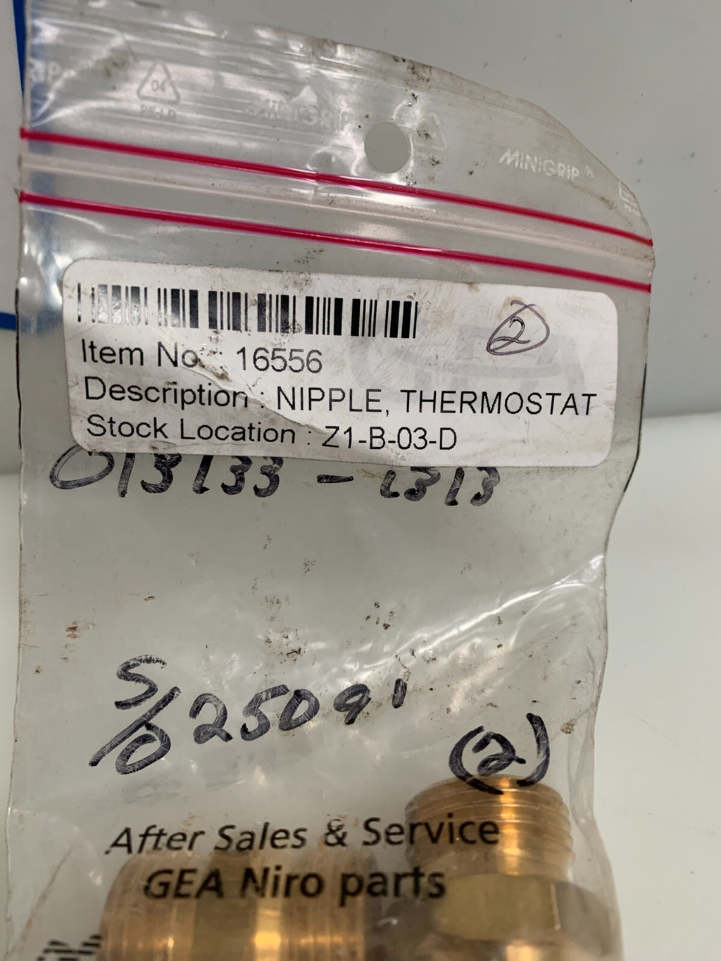 Lot of 2 GEA Thermostat Brass Nipple 013133-L313 Z1-B-03-D