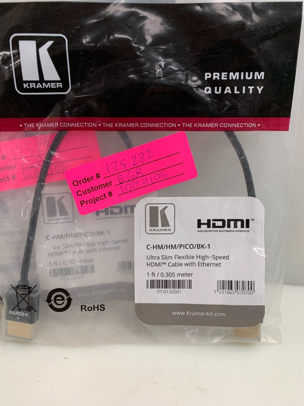 KRAMER HDMI UltraSlim High Speed  w/Ethernet Cable  (Lot of 5)