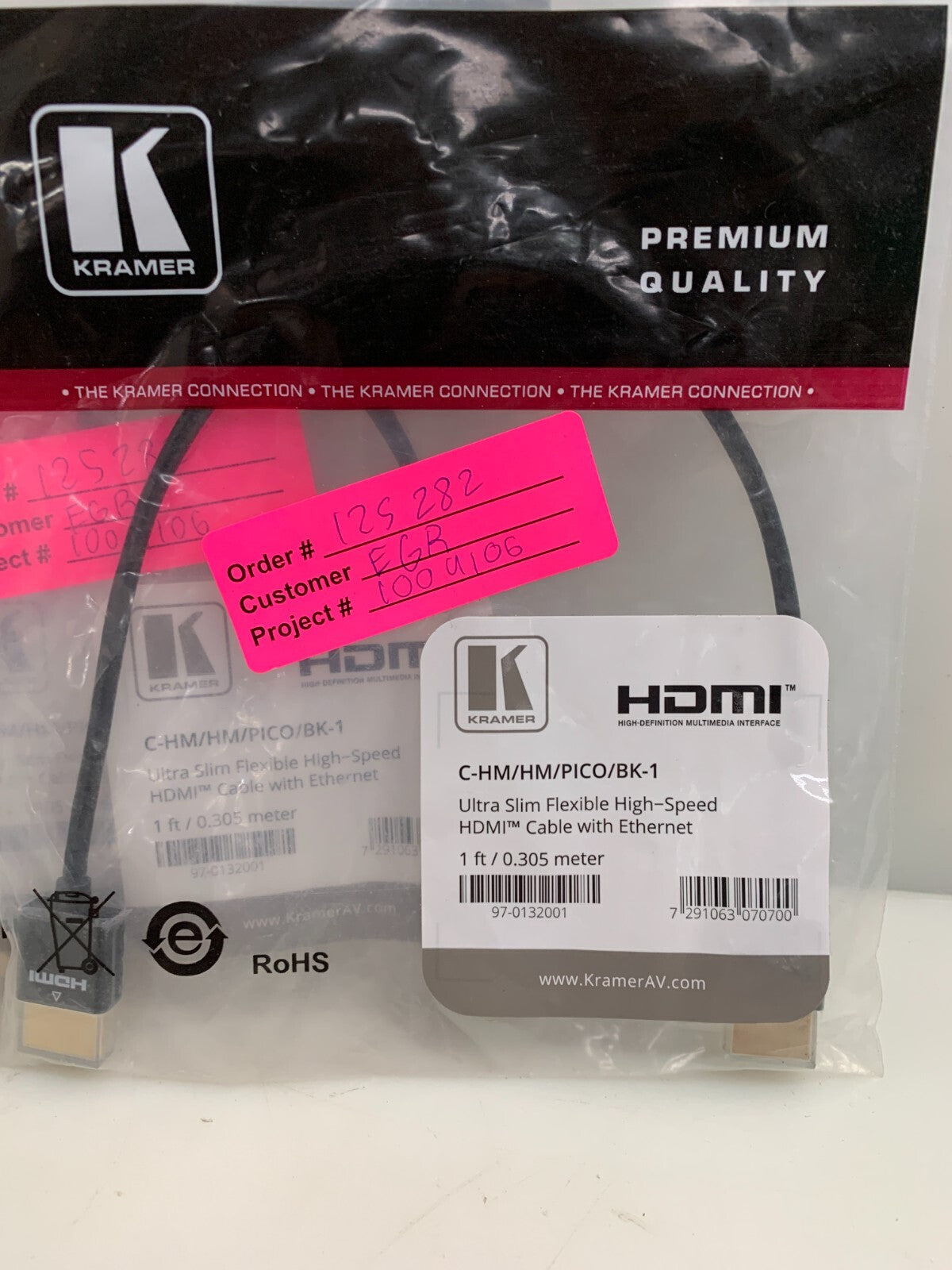 KRAMER HDMI UltraSlim High Speed  w/Ethernet Cable  (Lot of 5)