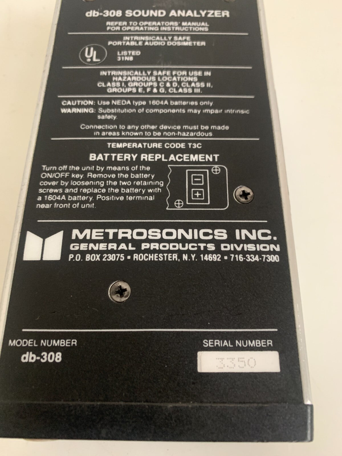 METROSONICS SOUND ANALYZER DB-308 IN CASE UNIT ONLY