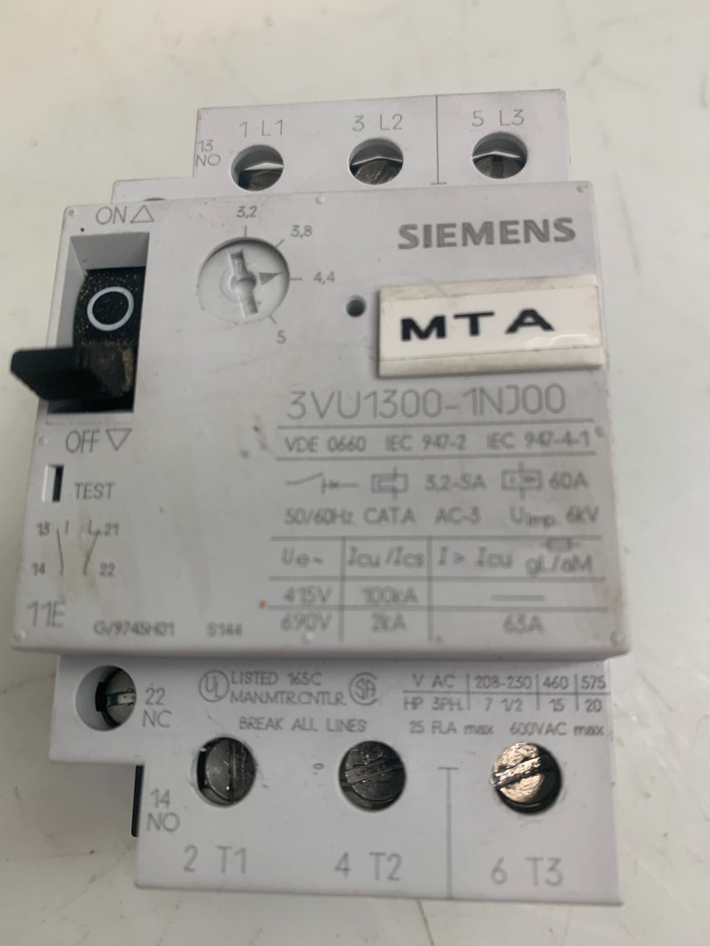 SIEMENS 3VU1300-1NJ00 Circuit Breaker