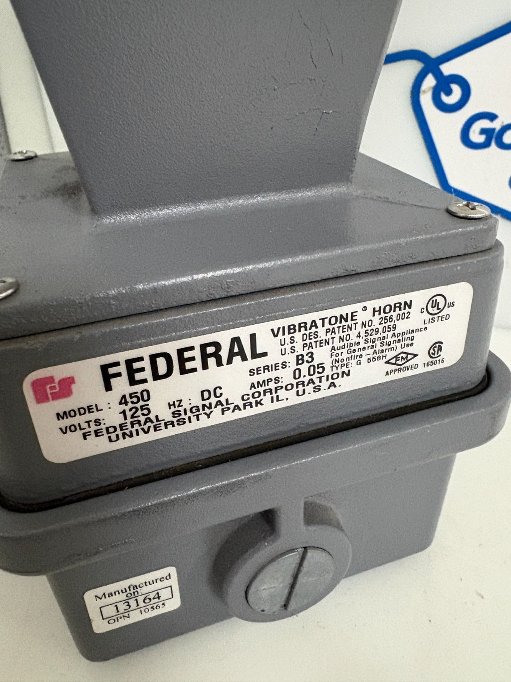 FEDERAL VIBRATONE HORN #450 SERIES B3 125 VOLTS