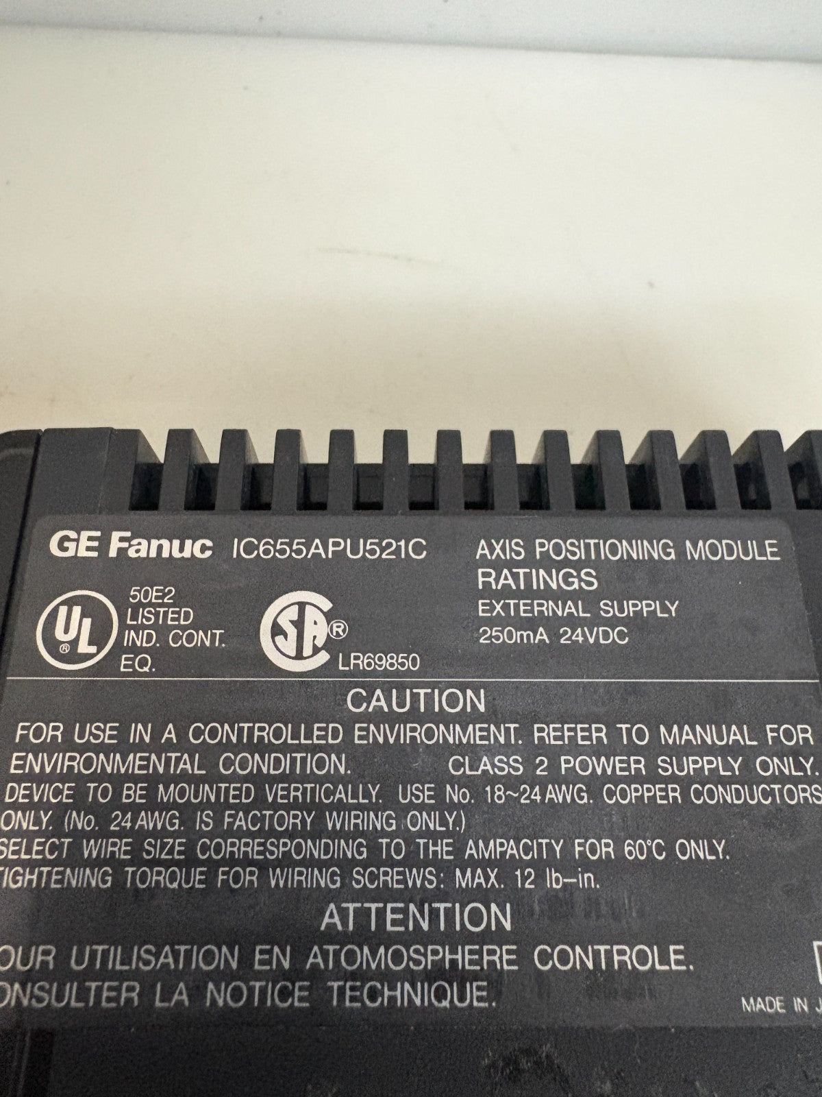 GE FANUC AXIS POS MDL SERVO IC655APU521C3