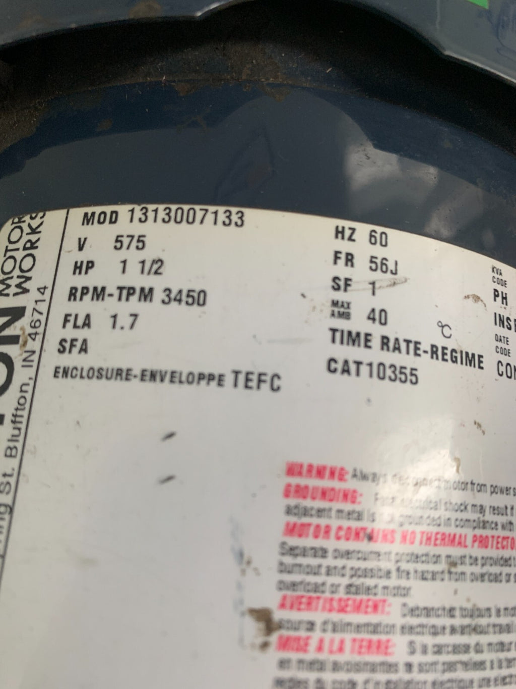 REBUILD STAINLESS STEEL PUMP W/BLUFFTON MOTOR 1313007133