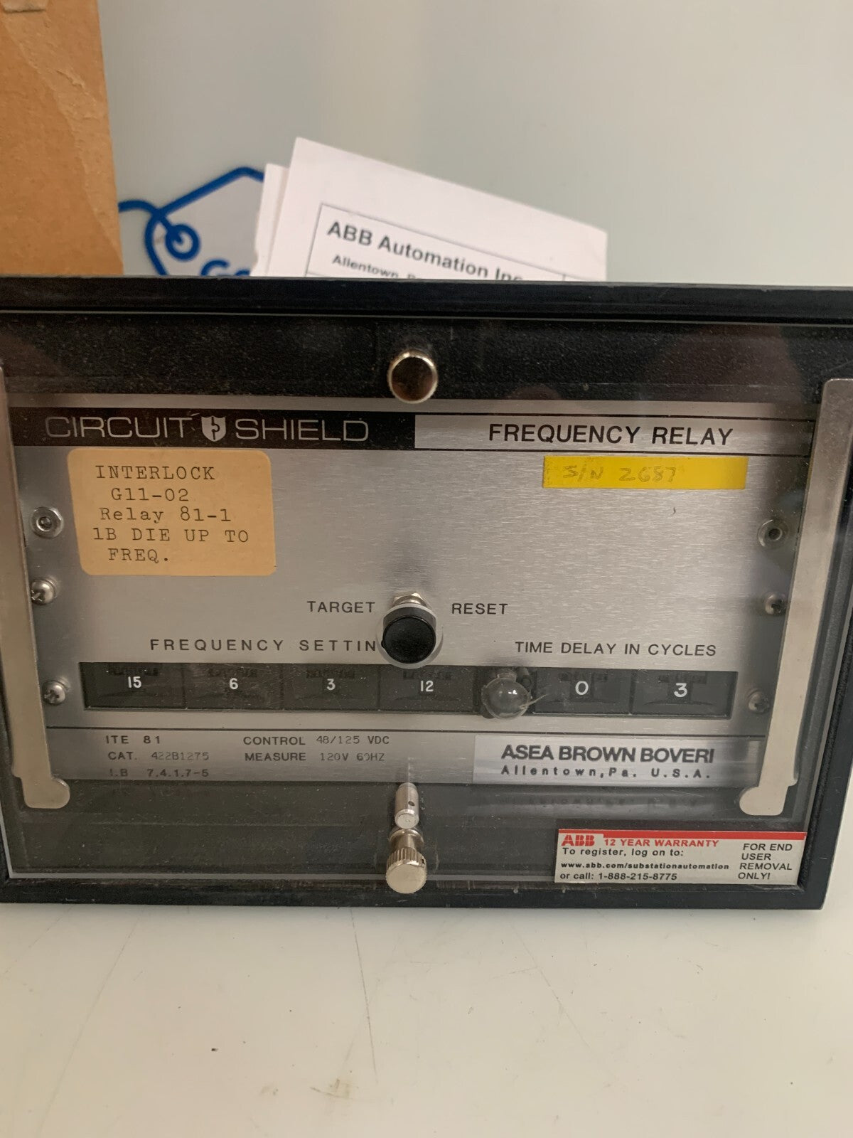 ABB FREQUENCY RELAY TYPE 81 422B1275 NEW IN BOX