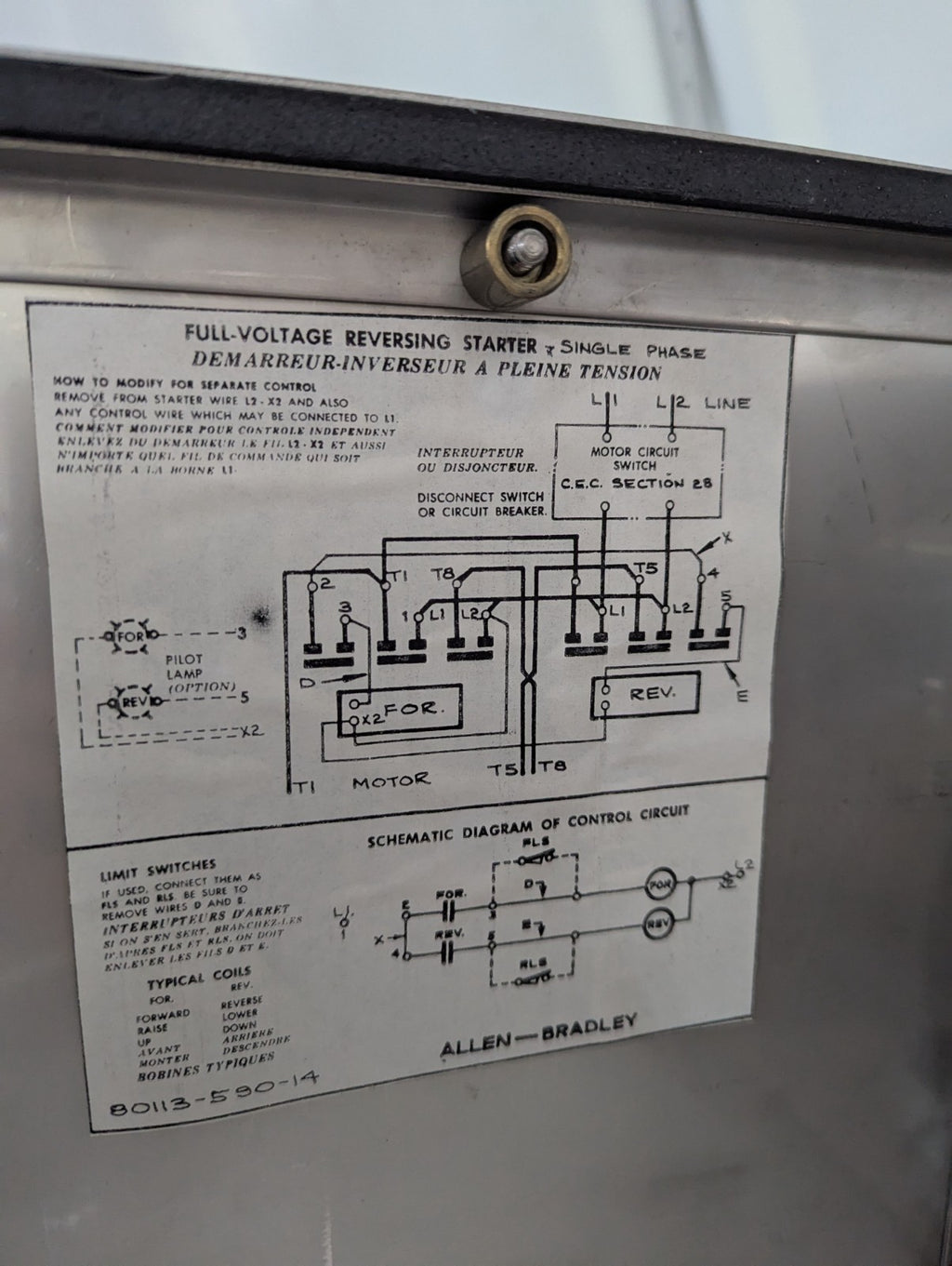 ALLEN BRADLEY REVERSING STARTER 705-TGXD23-92