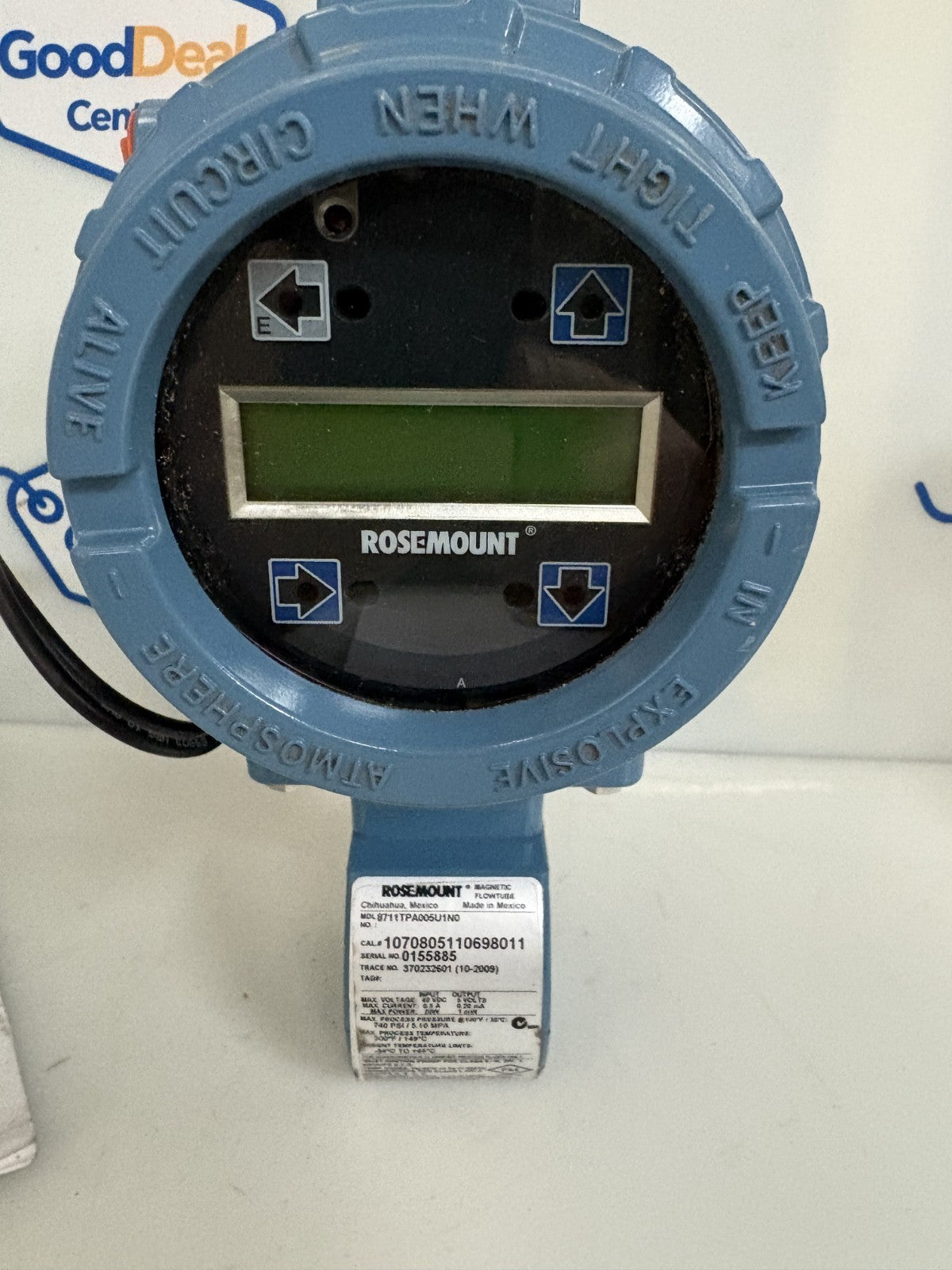 ROSEMOUNT MAGNETIC FLOW METER 8732EST1A1NOM4  W/FLOW TUBE 10708051106980111