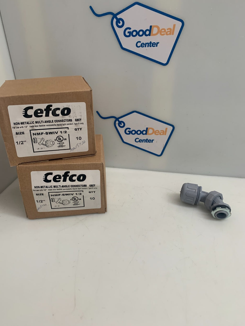 Lot of 2 boxes of 10 Cefco Multi Angle Connectors Gray NMF-SWIV 1/2"