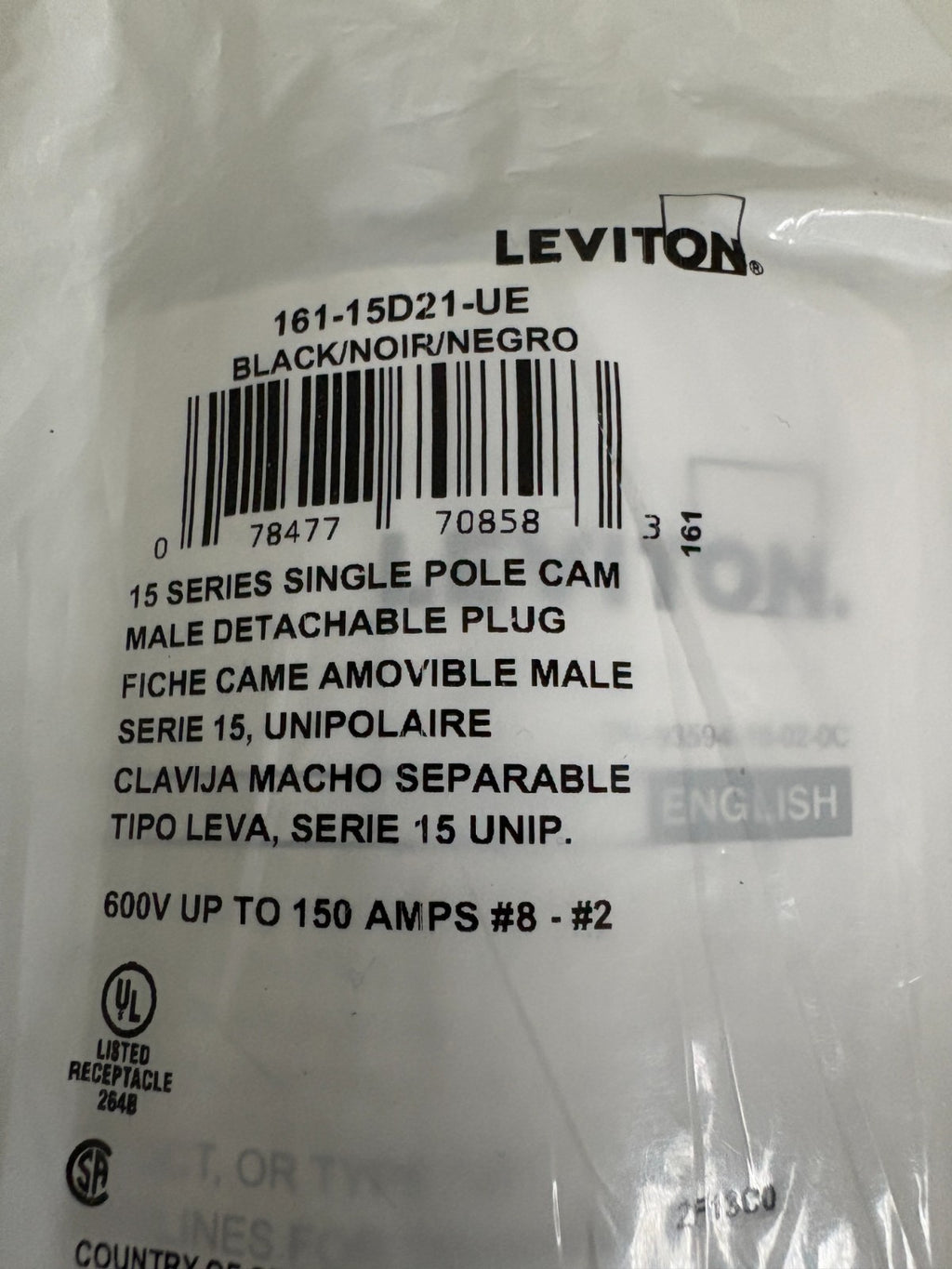 LOT OF 2 LEVITON SINGLE POLE CAM BLACK 161-15D21-UE3