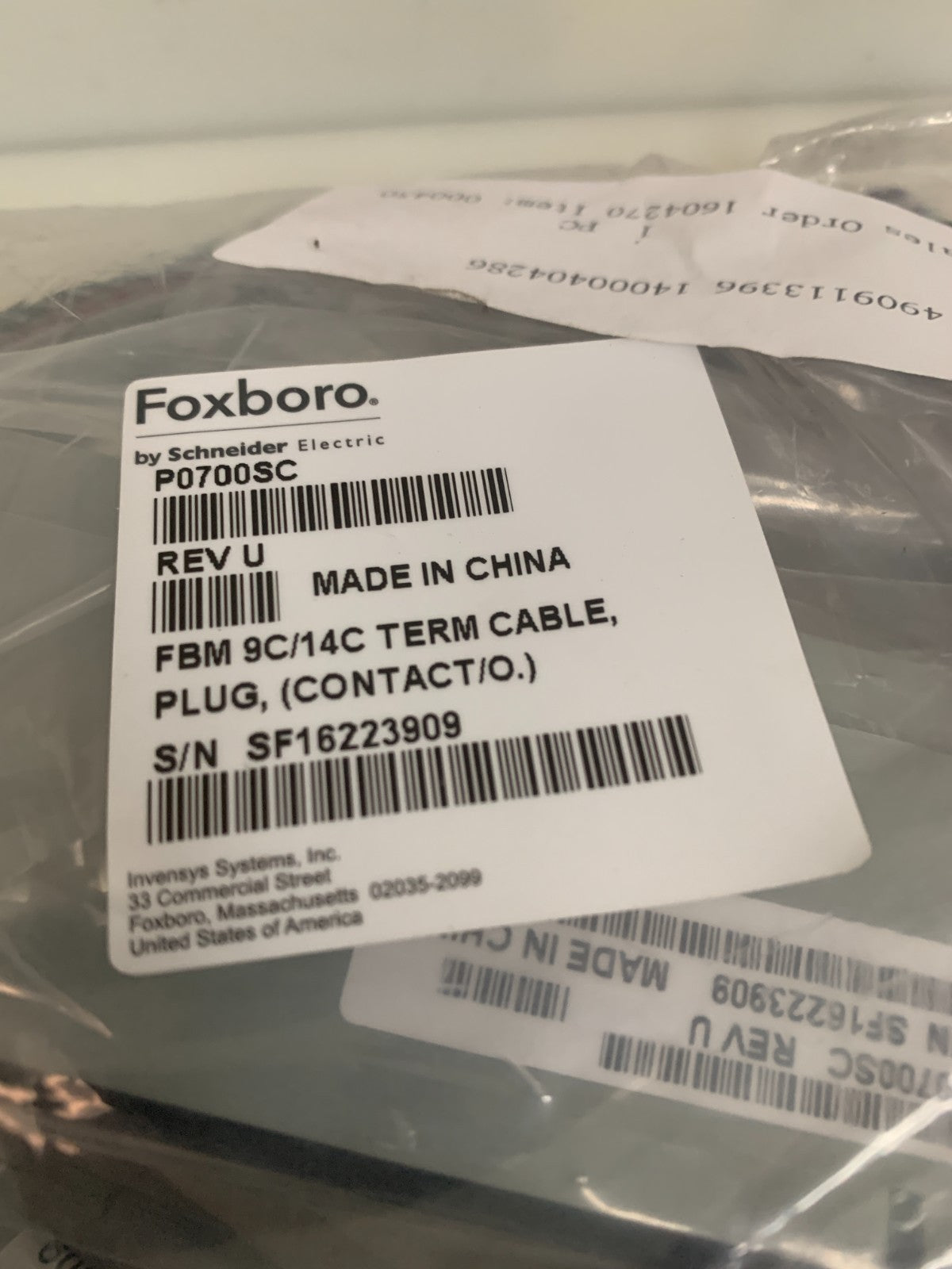 FOXBORO TERMINAL CABLE P0700SC REV U1
