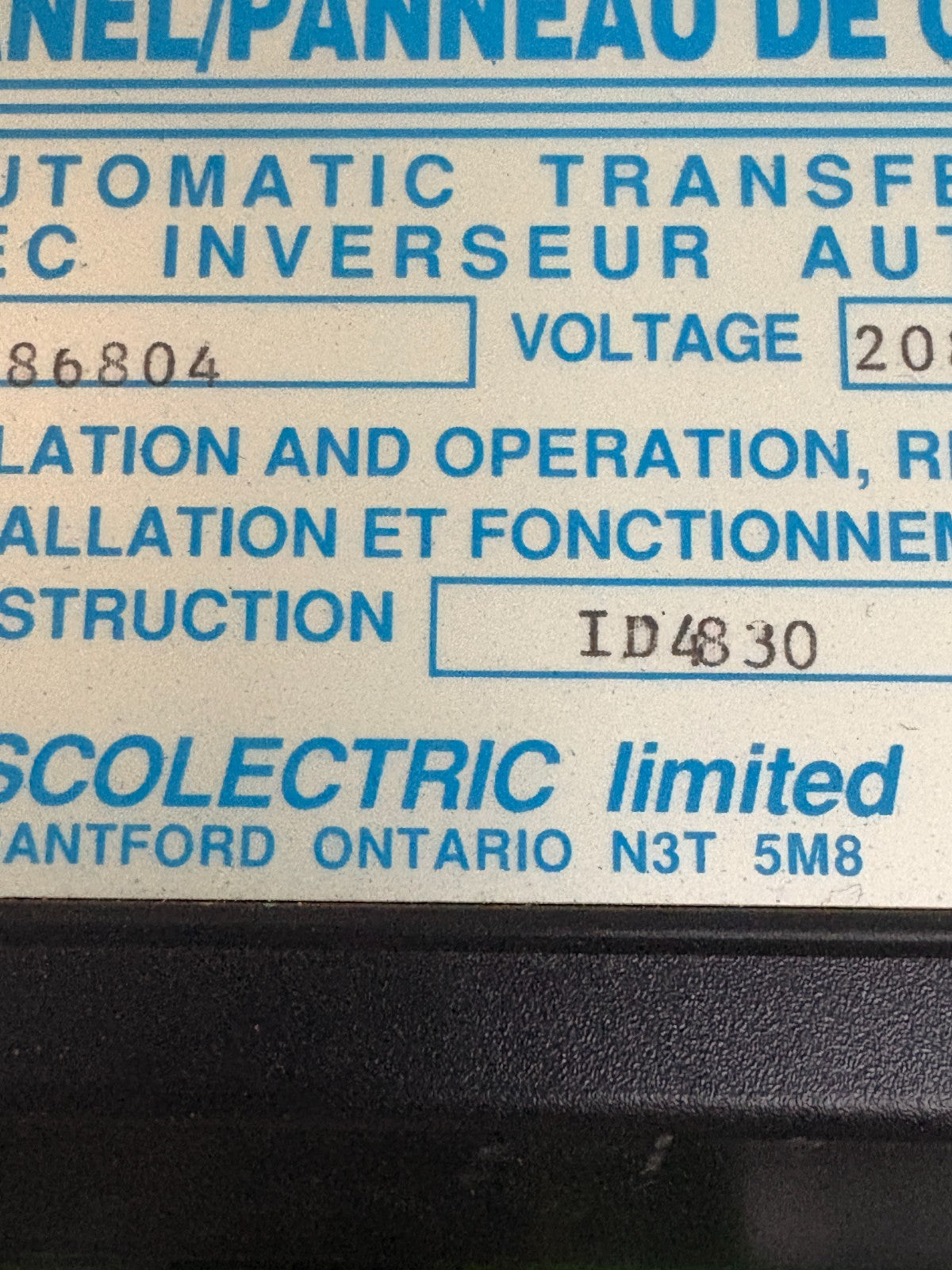 ASCOLECTRIC CONTROL PANEL ASCO 473668-002 J