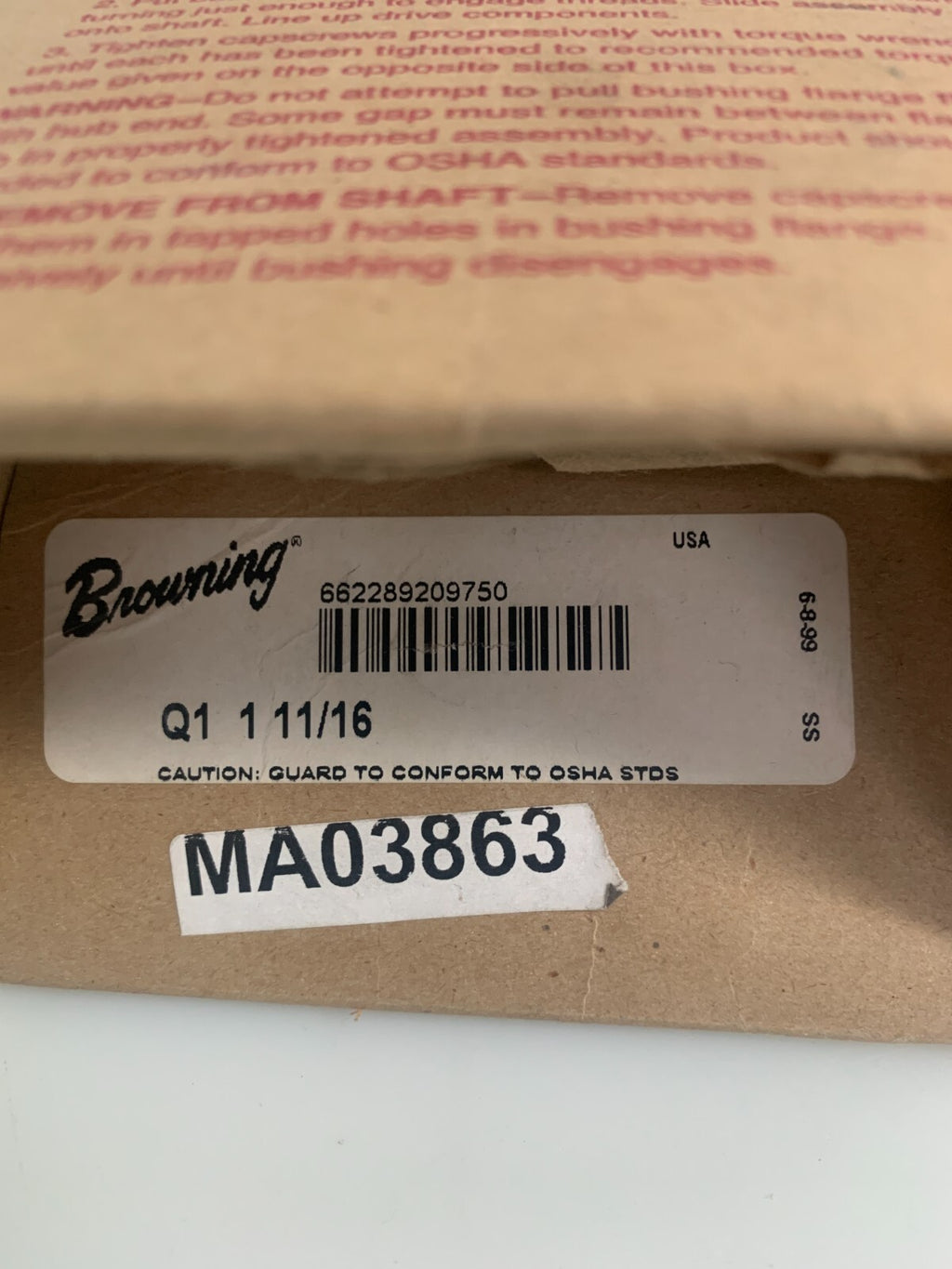 BROWNING SPLIT TAPER BUSHING Q1 1 11/16