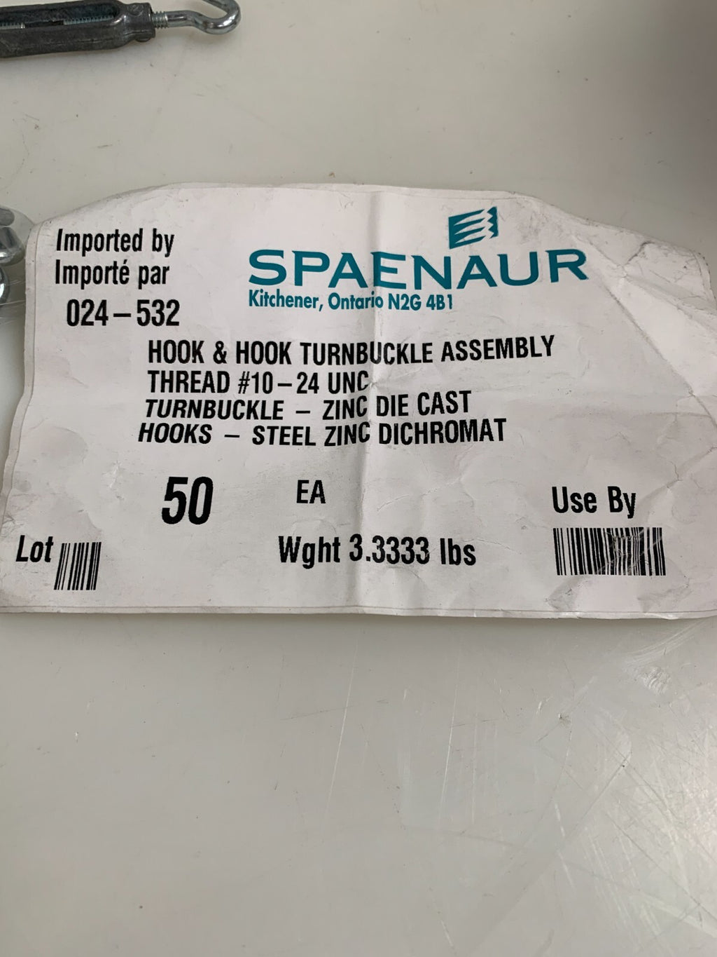 LOT OF 15 SPAE-NAUR HOOK & HOOK TURNBUCKLE ASSY 024-532