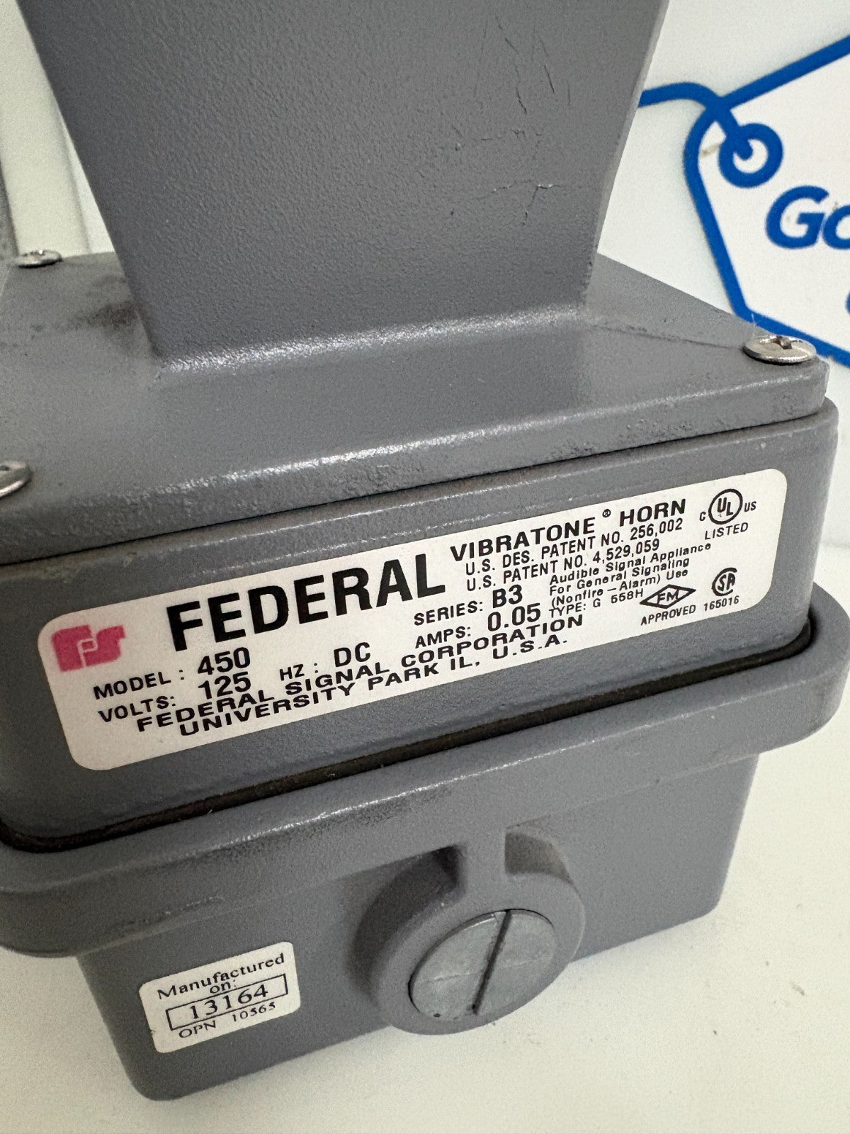 FEDERAL VIBRATONE HORN #450 SERIES B3 125 VOLTS1