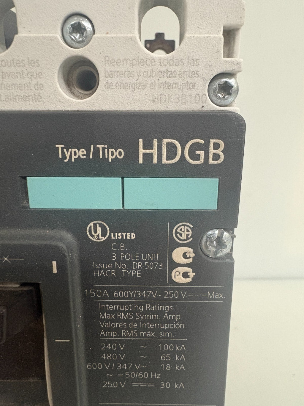 SIEMENS ADJUSTABLE 100A CIRCUIT BREAKER HDGB HDK3B1003