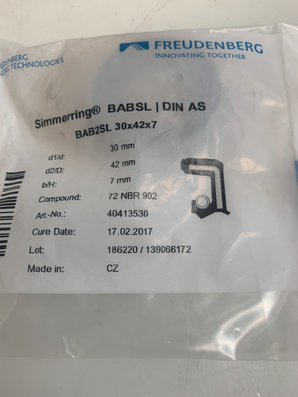 Lot of 3 Freudenberg Metric Oil Seal Blue 30x42x7 BAB2SL 40413530