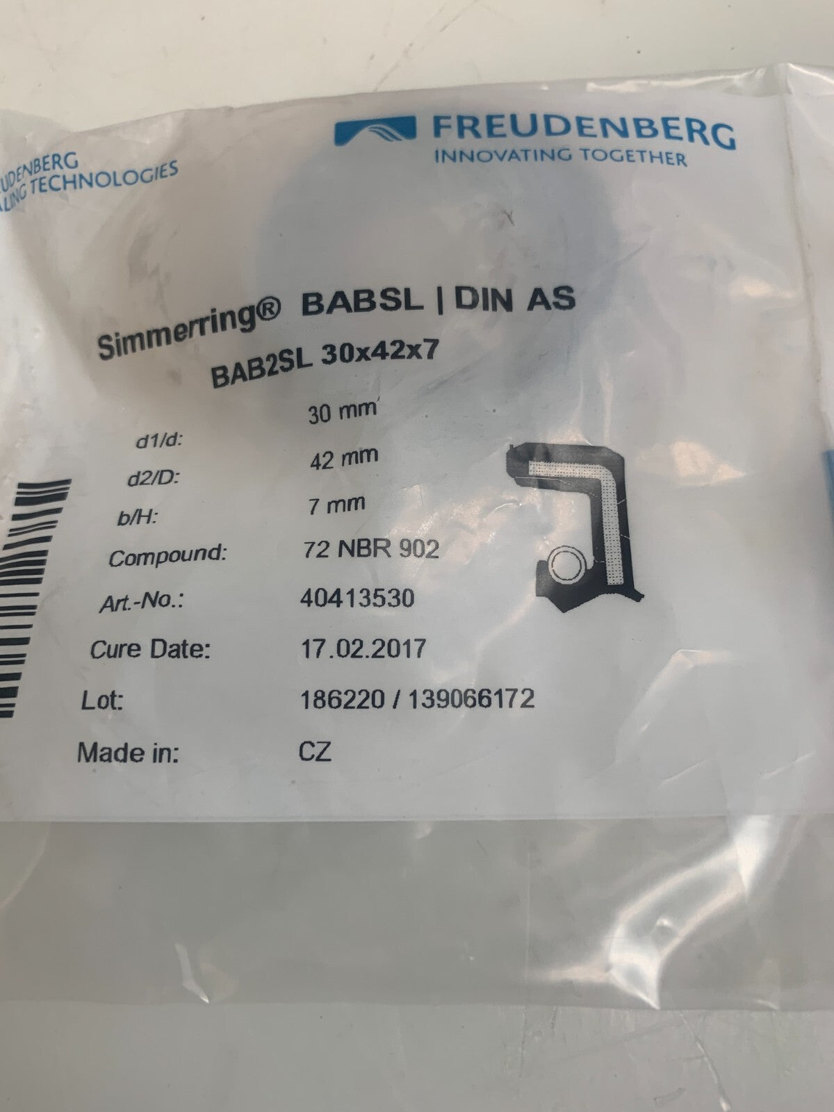 Lot of 3 Freudenberg Metric Oil Seal Blue 30x42x7 BAB2SL 40413530