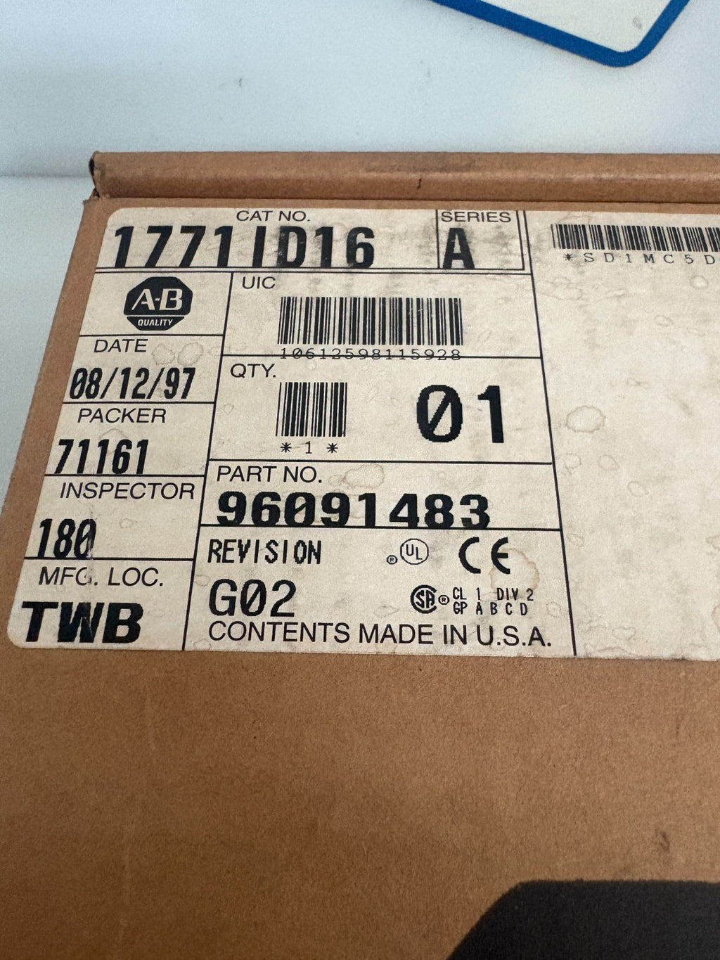 ALLEN BRADLEY ISOLATED INPUT MODULE 1771ID16 A1