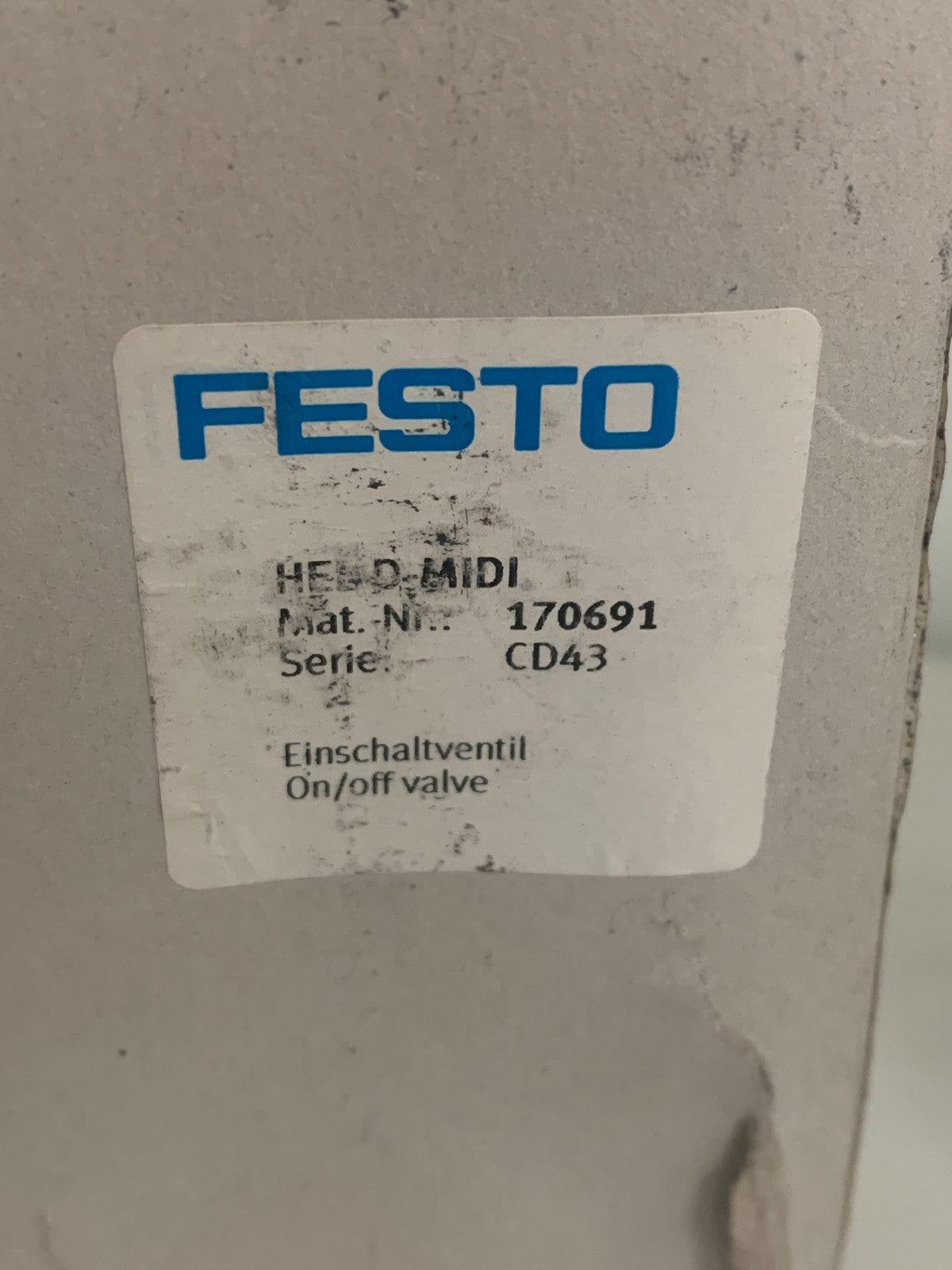 FESTO ON/OFF VALVE HEE-D-MIDI