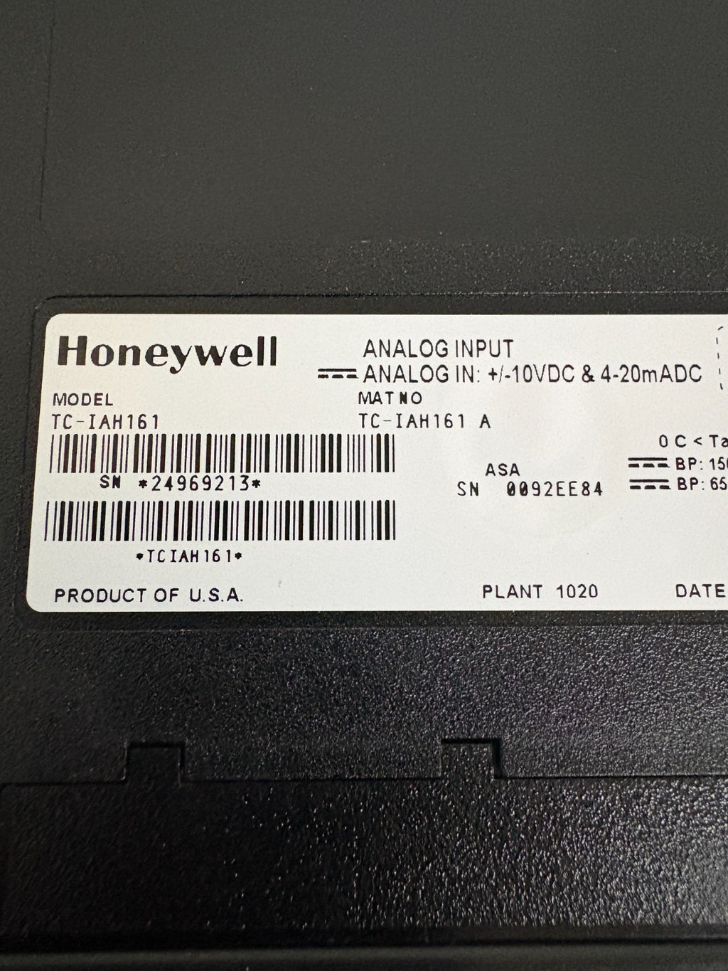 HONEYWELL ANALOG INPUT TC-IAH161 A