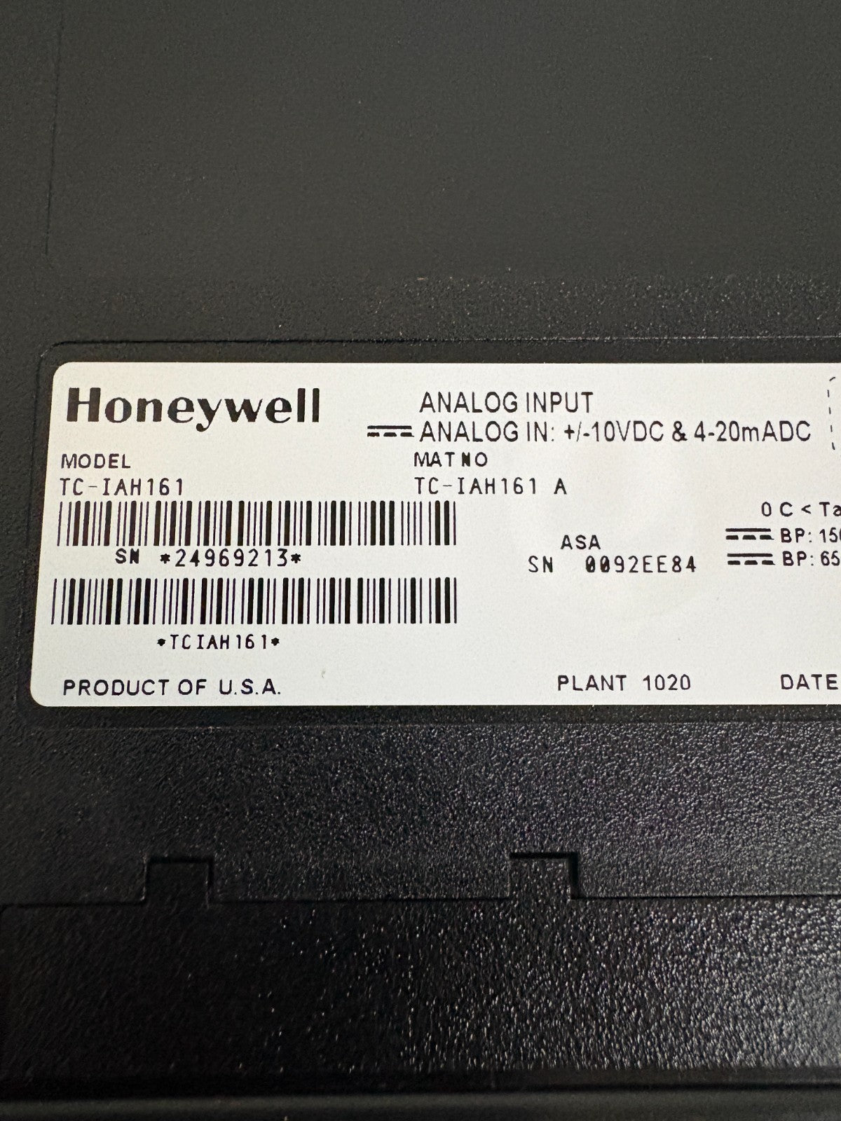 HONEYWELL ANALOG INPUT TC-IAH161 A