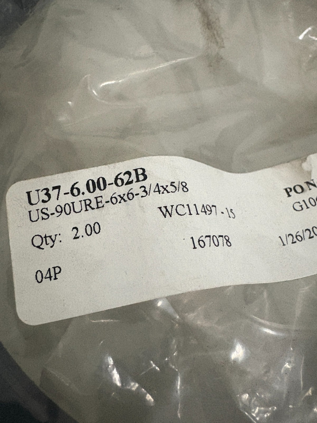 LOT OF 2 HERCULES HYDRAULIC SEAL U-37-6.00-62B