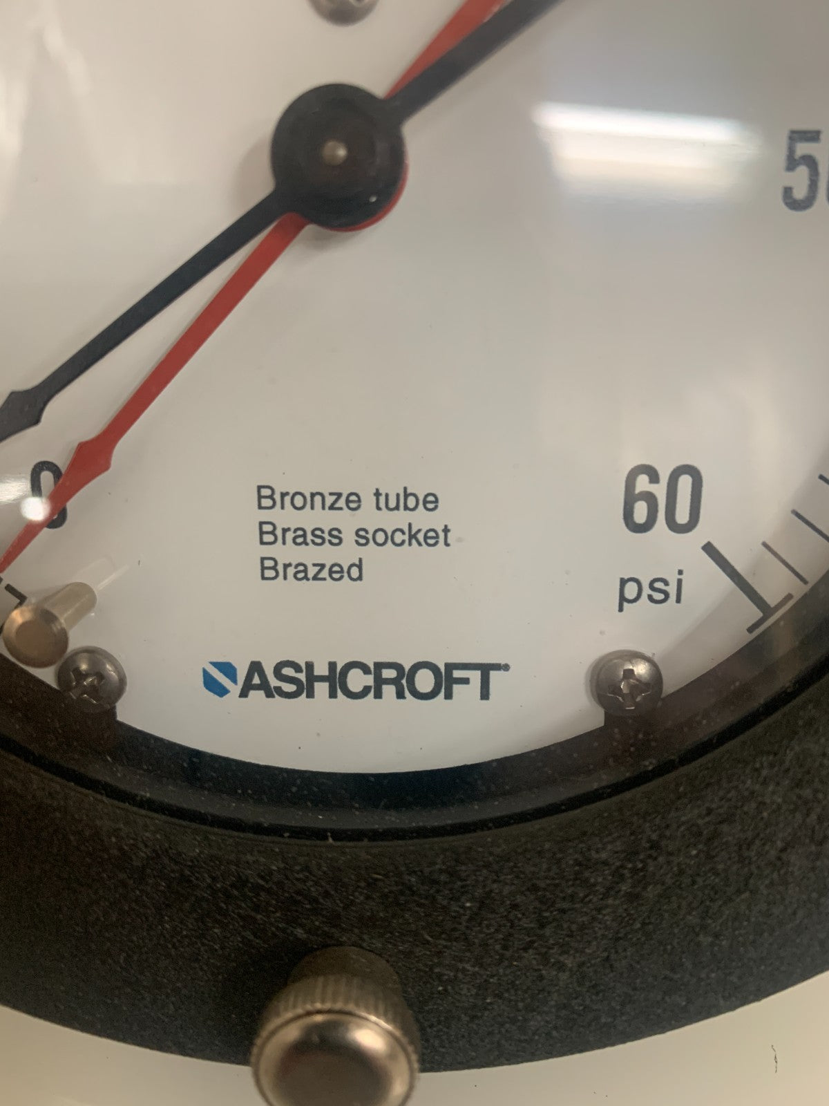 ASHCROFT 5" PRESSURE GAUGE BRONZE TUBE BRASS SOCKET BRAZED 0-60 PSI2
