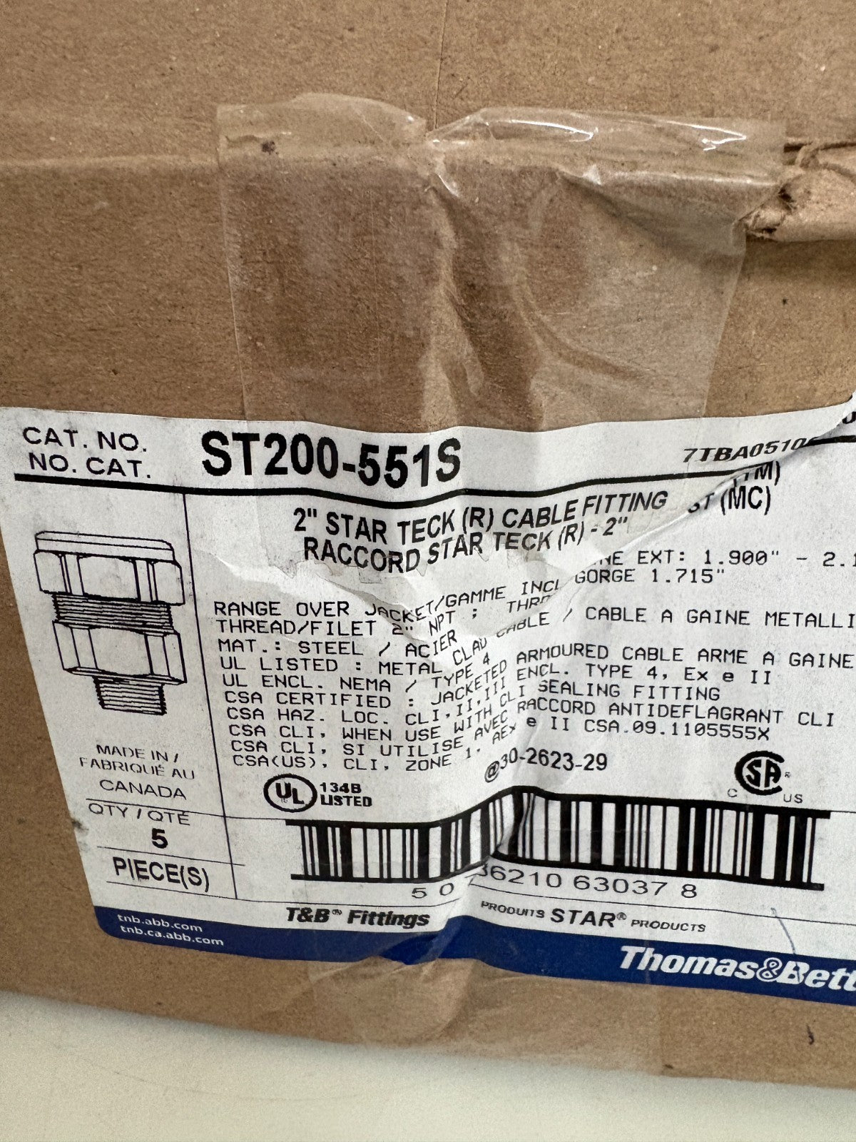 ABB THOMAS & BETTS 2" STAR TECK CABLE FITTING ST 200-551S 4 IN BOX3