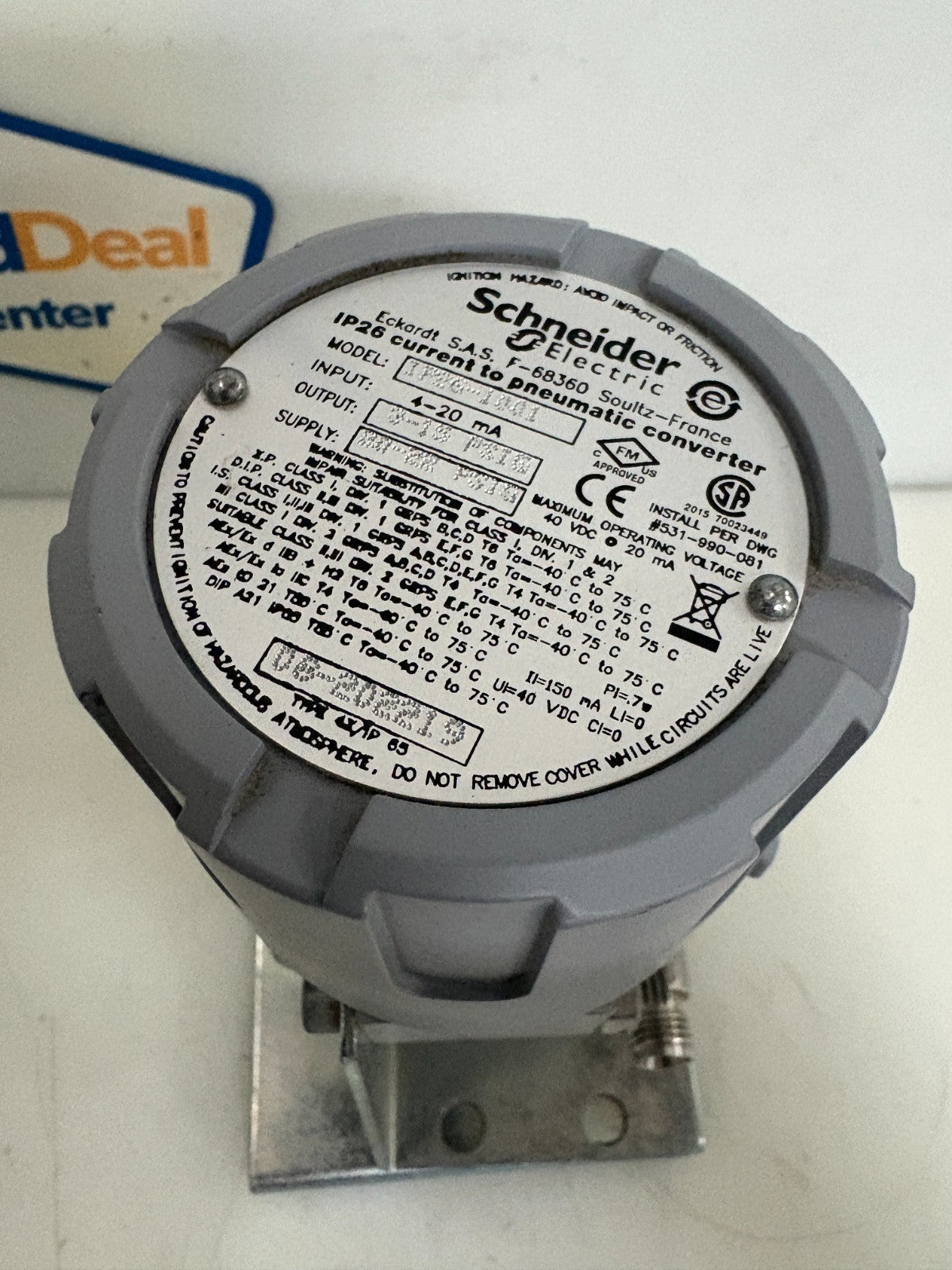 SCHNEIDER ELECTRIC IP26 CURRENT TO PNEUMATIC CONVERTER IP26-1001 3-15 PSI1
