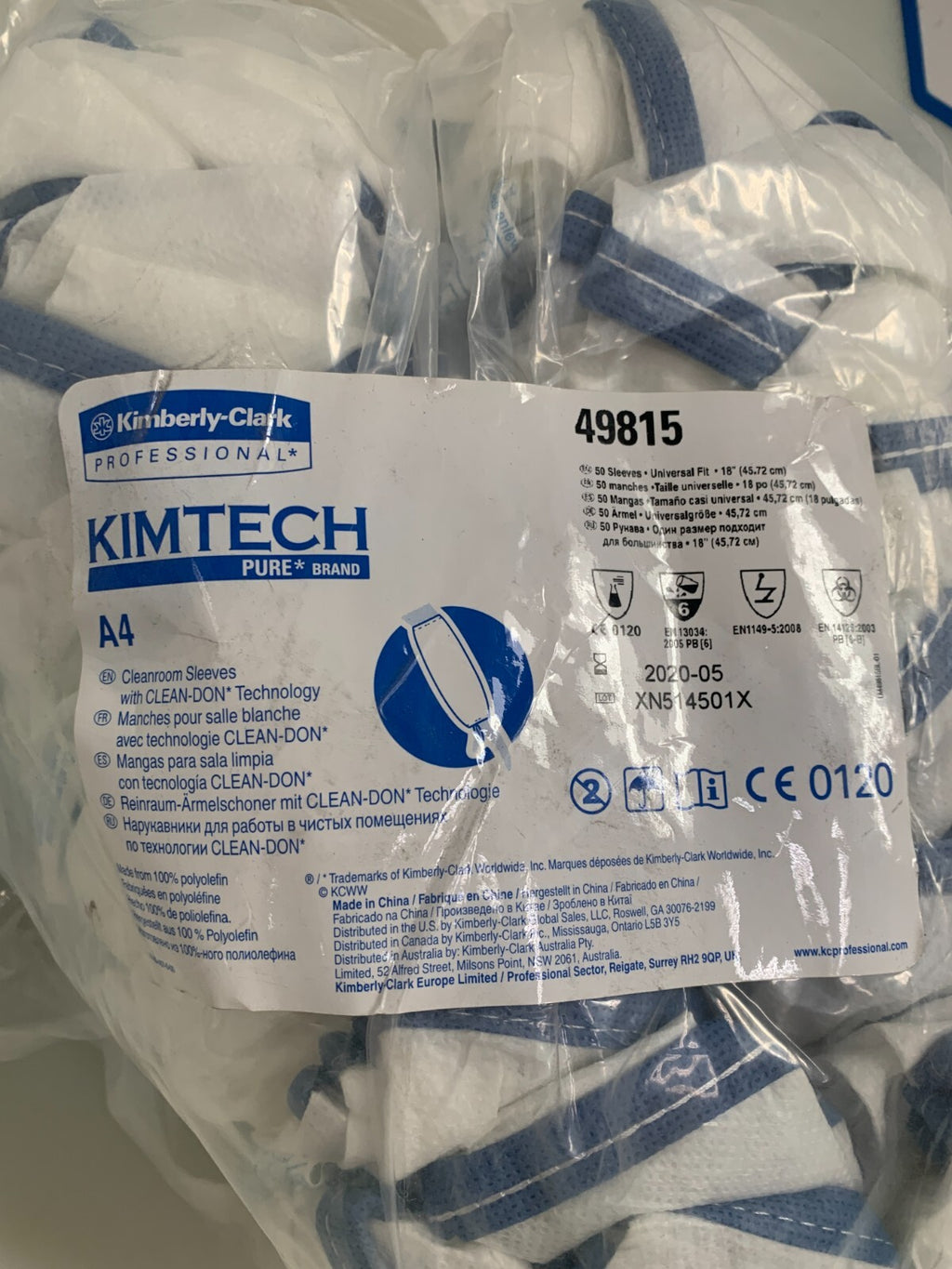 KIMTECH 49815 CLEANROOM SLEEVE 50/PK1