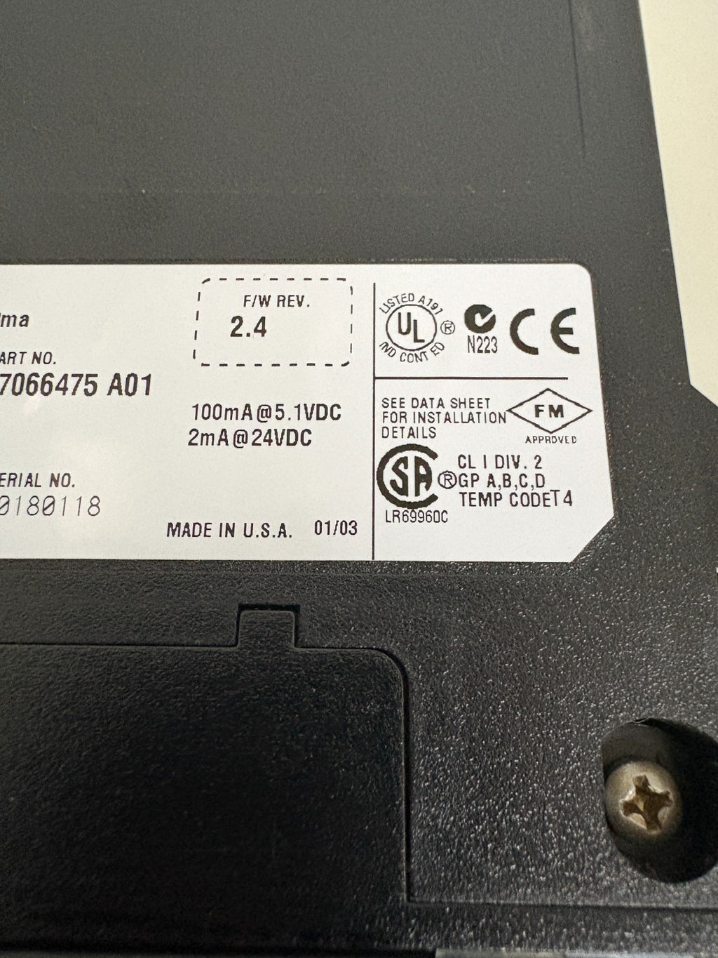 HONEYWELL AC INPUT MODULE TC-IDA161 F01 97066475 A01