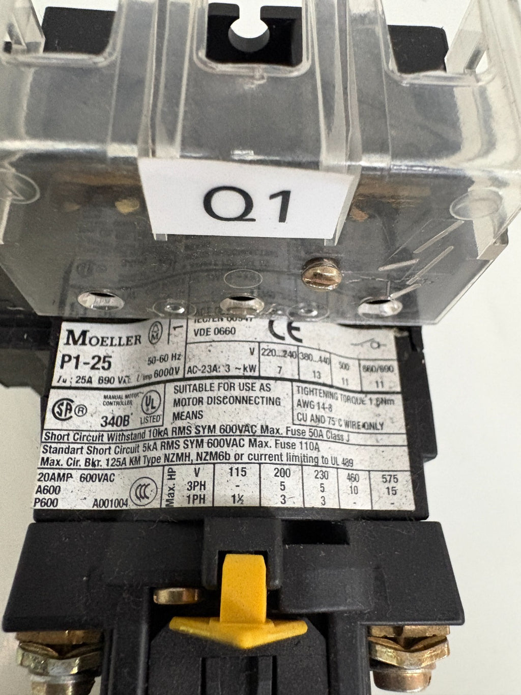 MOELLER DISCONNECT SWITCH P1-252