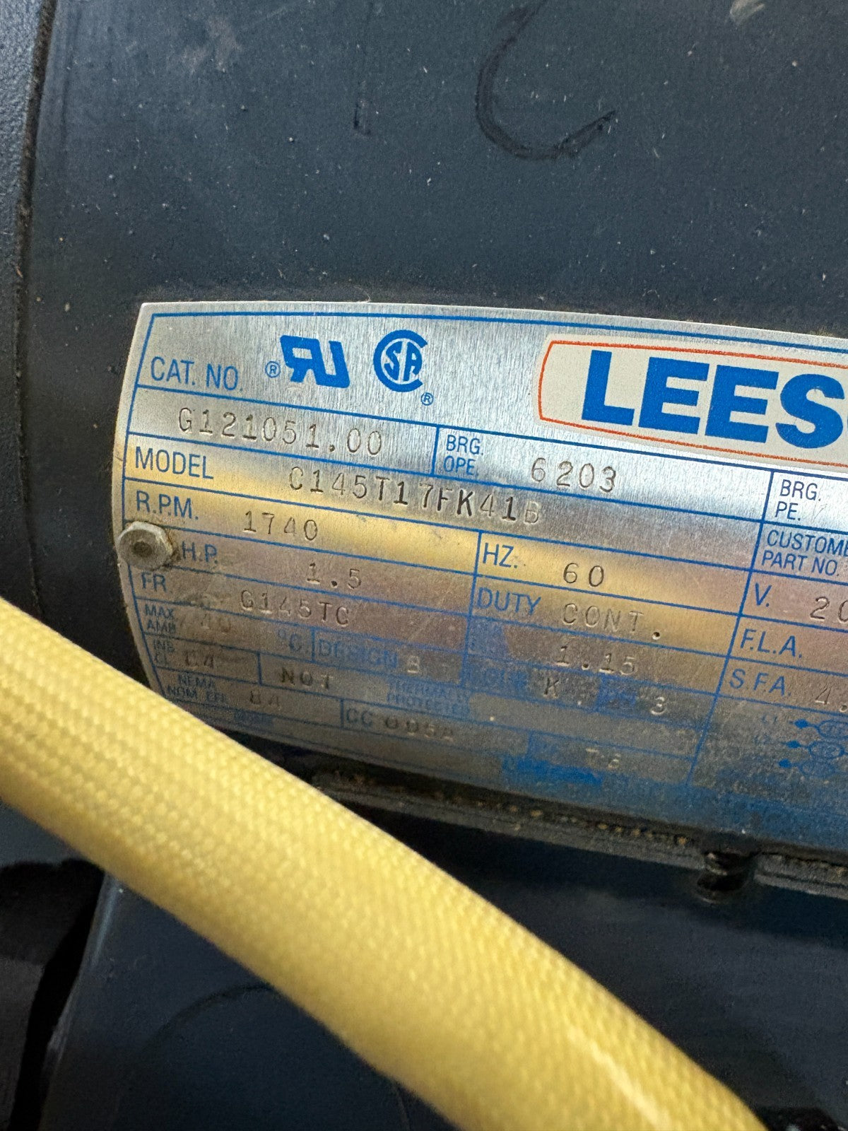 LEESON 1.5 HP MOTOR C145T17FK 41B G121051.00
