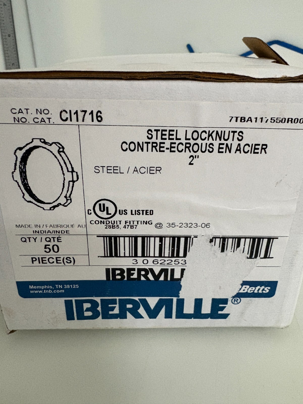 ABB THOMAS & BETTS 2" STEEL LOCKNUTS CI1716 50 PER BOX2