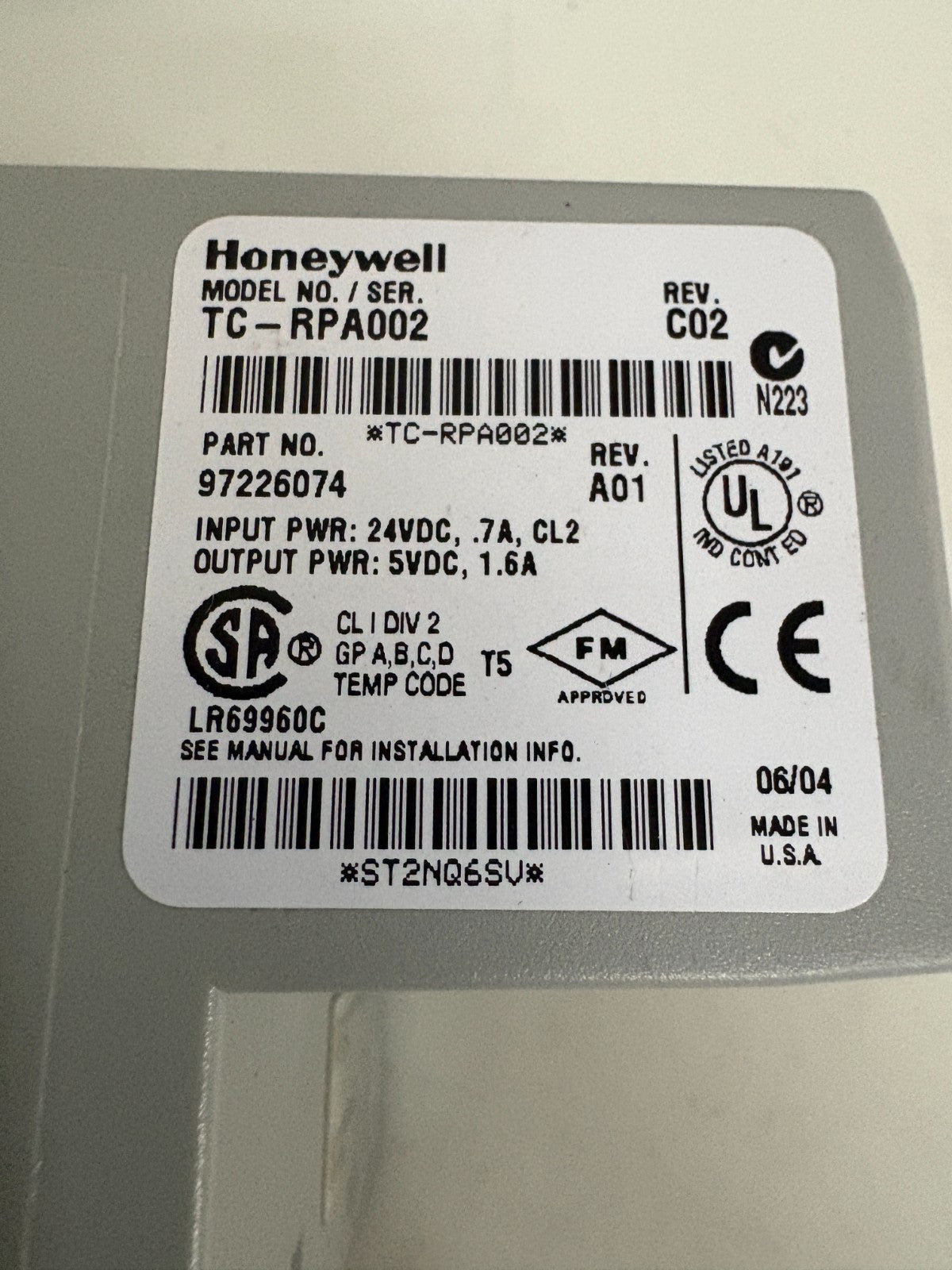 HONEYWELL CONTROL NET REPEATER ADAPTER TC-RPA002 #11583