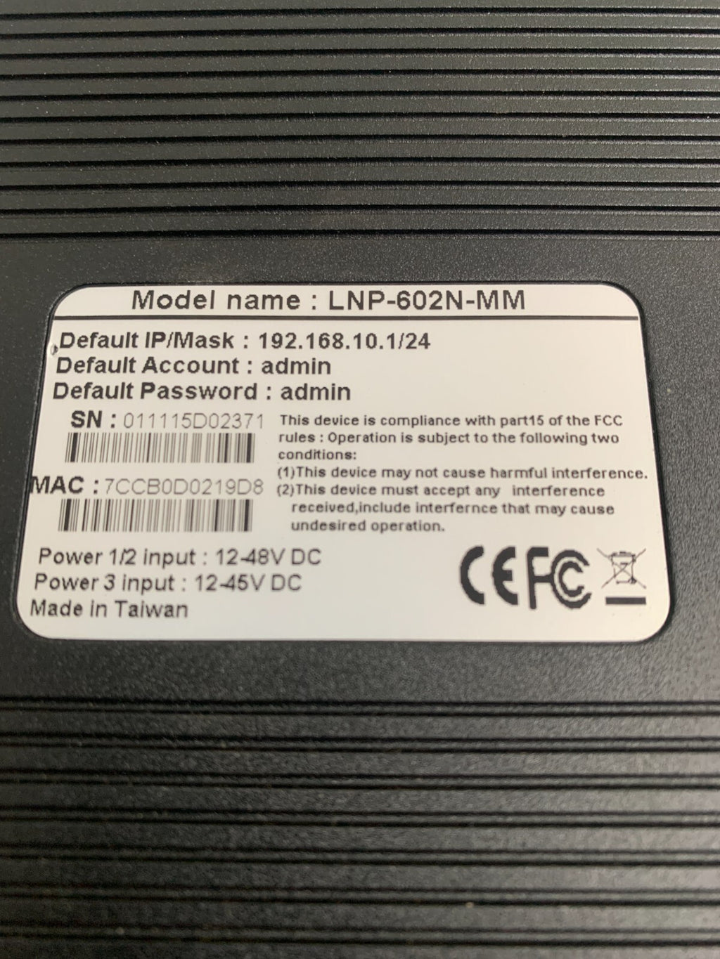 LANO LINX   Industrial 6 Port Ethernet Switch   LNP-602N-MM