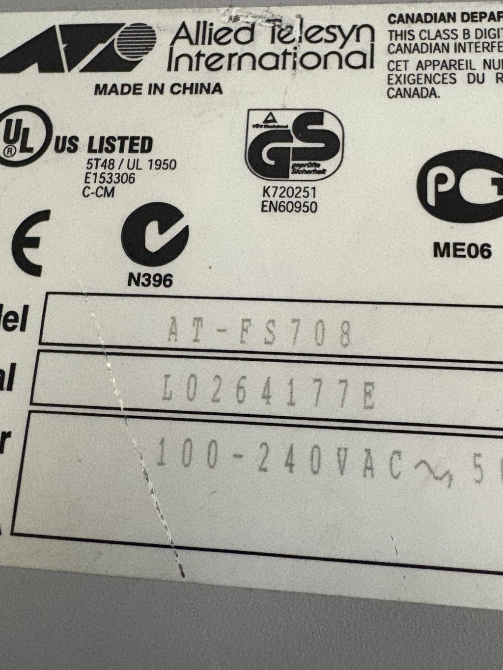 ALLIED TELESYN 8 PORT FAST ETHERNET COMMUTATOR AT-FS7084