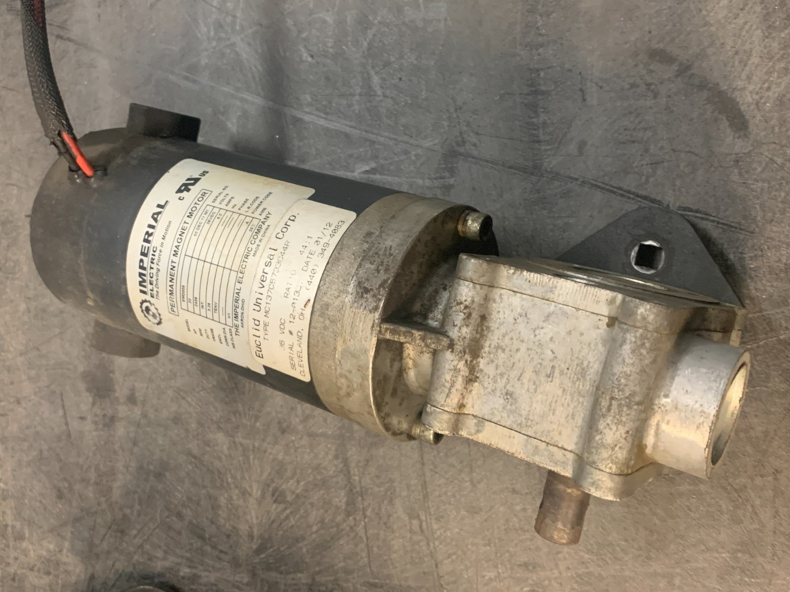 IMPERIAL ELECTRIC PERMANENT MAGNET MOTOR SMD005 .22HP 36VDC MC137C5733C44P