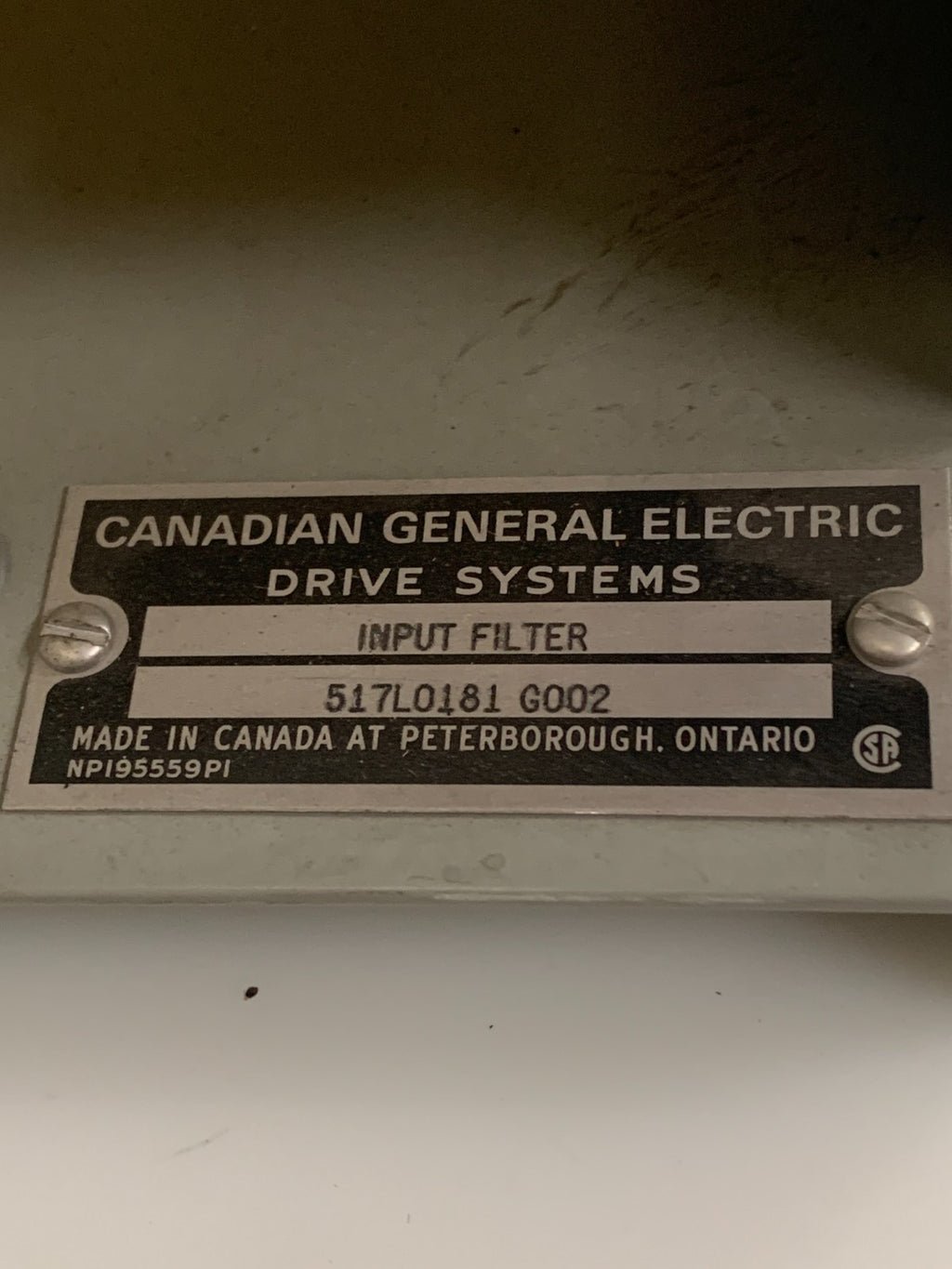 GENERAL ELECTRIC DRIVE SYTEMS INPUT FILTER S17 L0181 G0023
