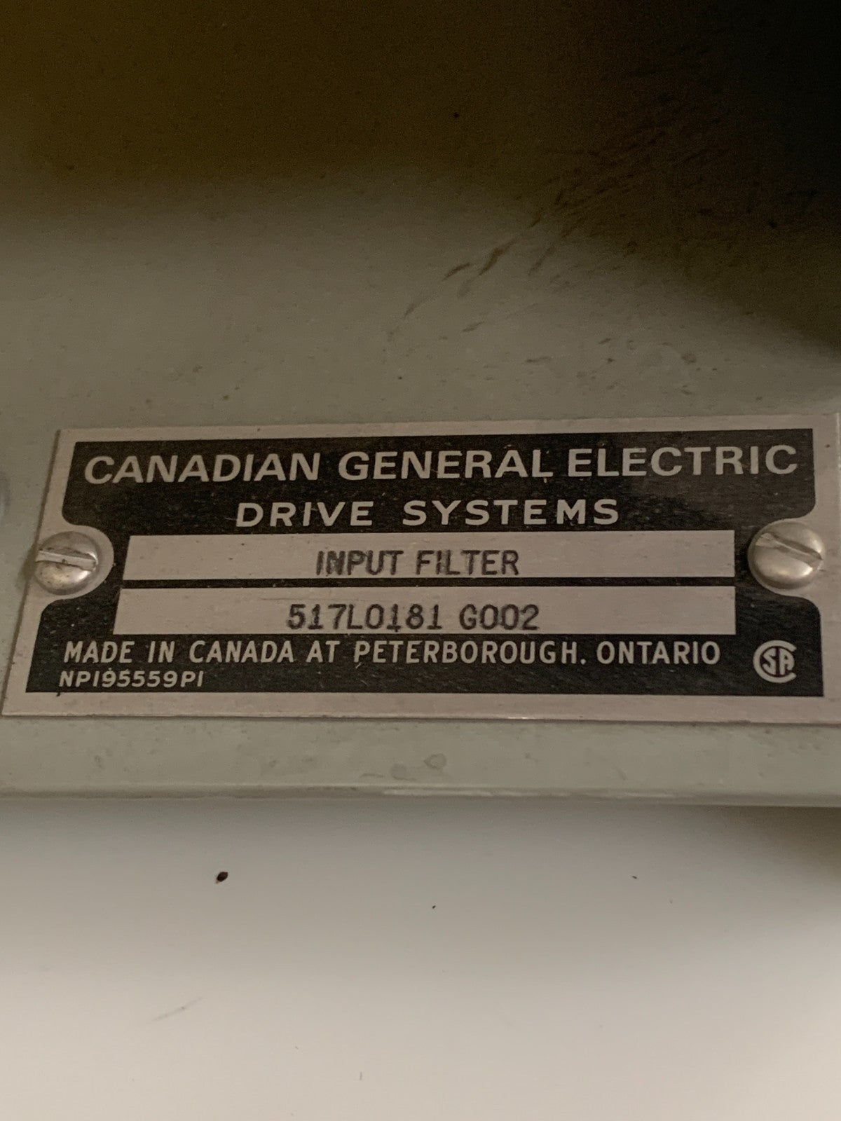 GENERAL ELECTRIC DRIVE SYTEMS INPUT FILTER S17 L0181 G0023