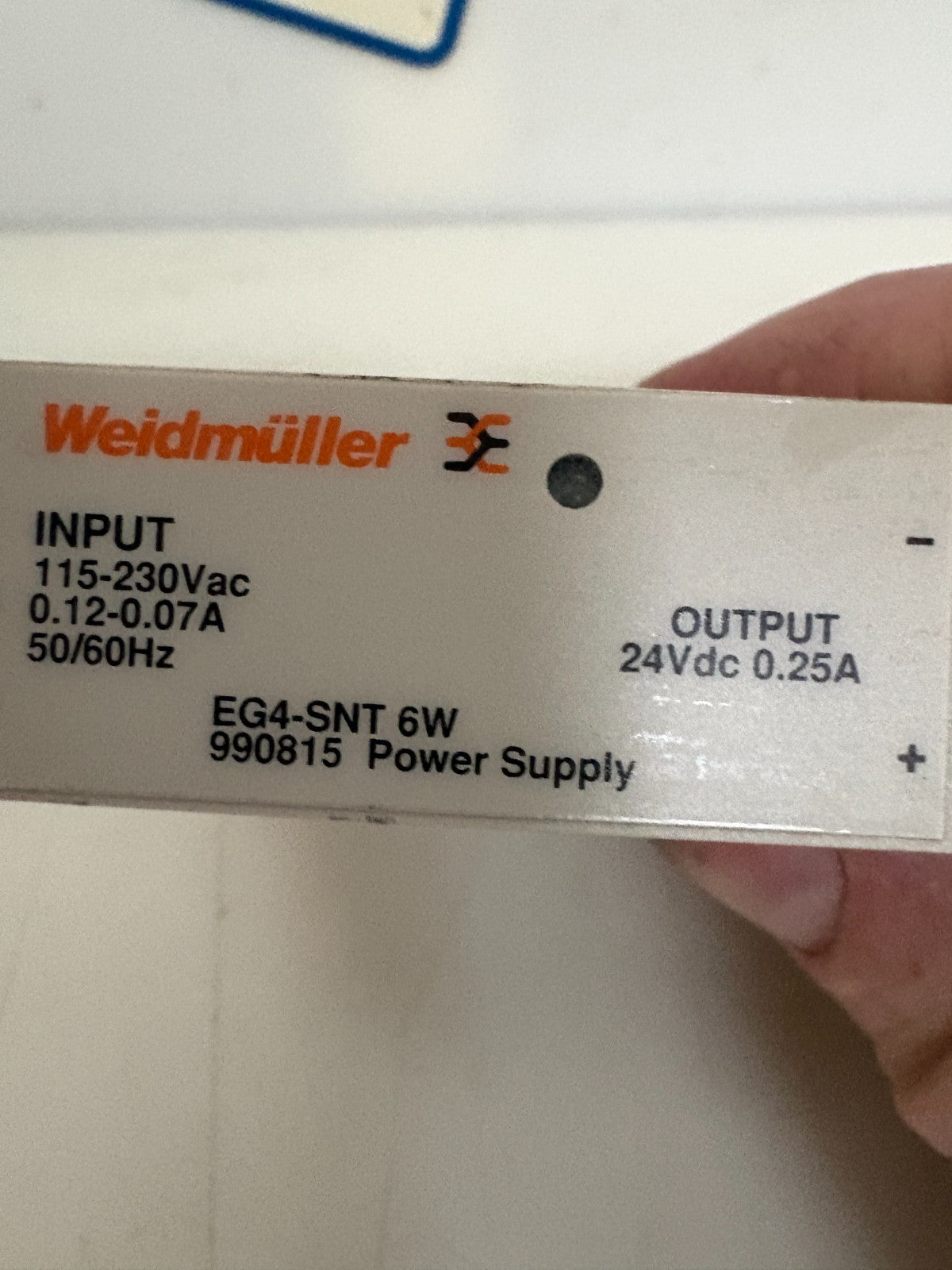 WEIDMULLER POWER SUPPLY EG4-SNT 6 W 9908151