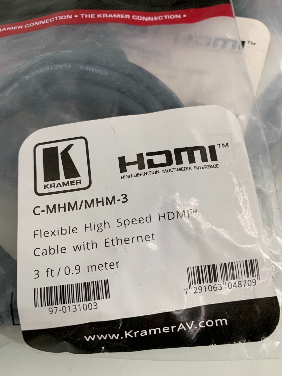 KRAMER HDMI Flexible High Speed Cable w/Ethernet C-MHM/MHM-3  (Lot of 10)