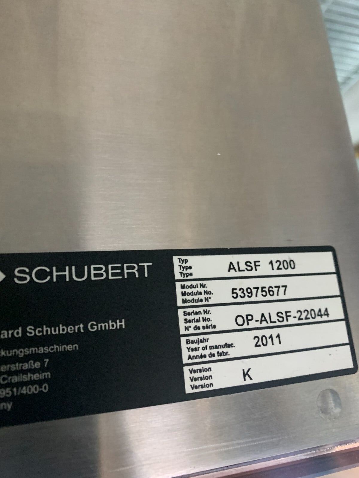 Schubert Overhead Scanner 53975677 ALSF 1200 Version K2