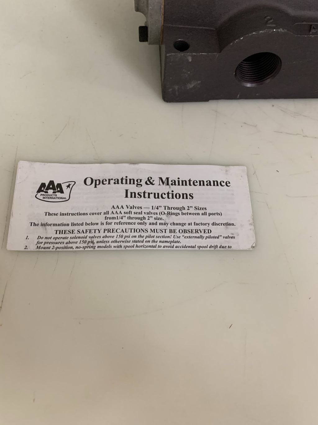 AAA PRODUCTS AIR & GAS VALVE 250 PSI #RY6